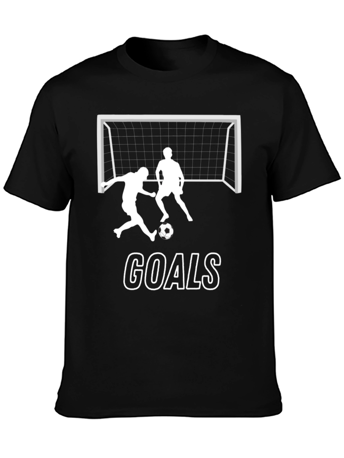 Soccer Goals Graphic Tee - Black Cotton T-Shirt