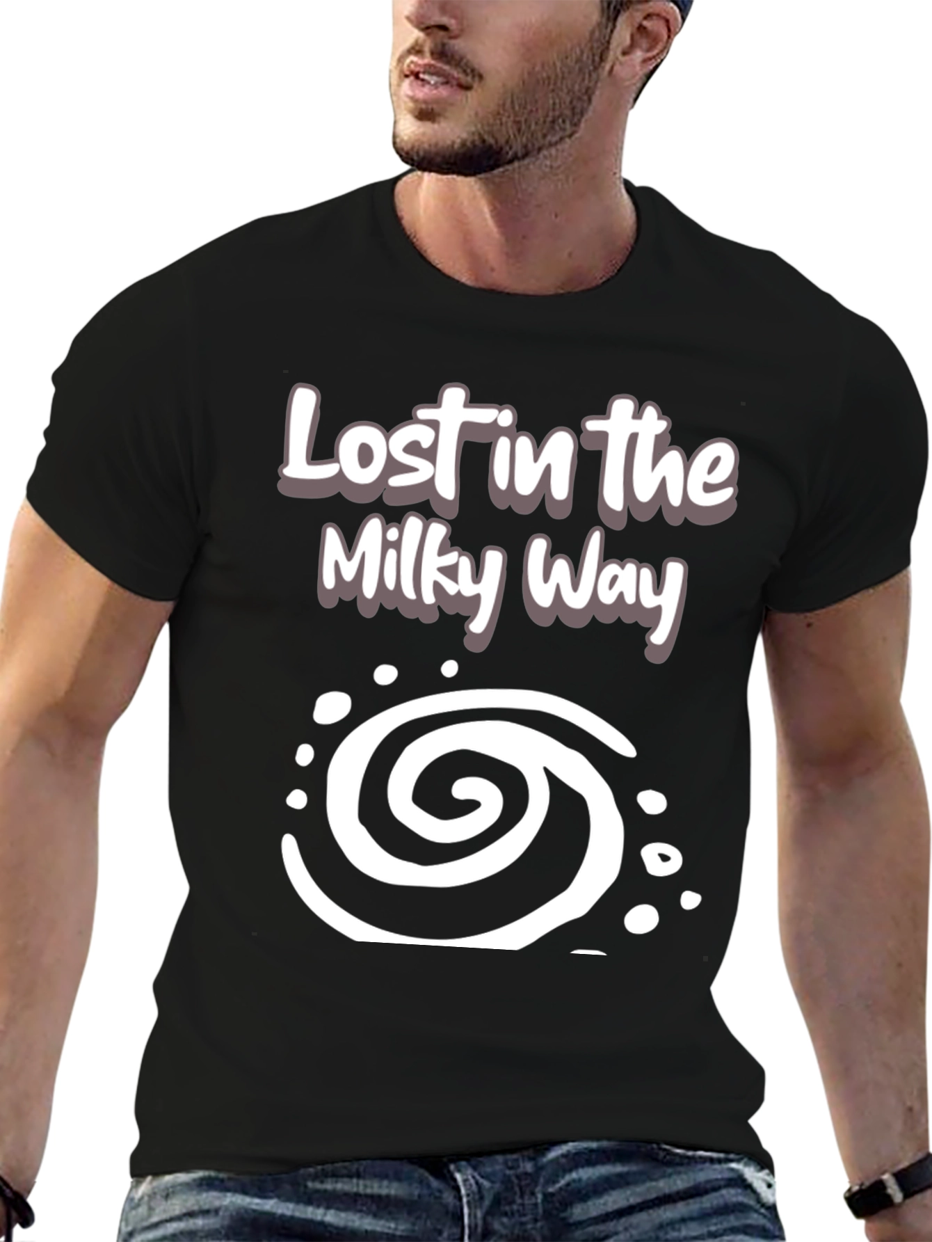 Lost in the Milky Way Black Graphic T-Shirt