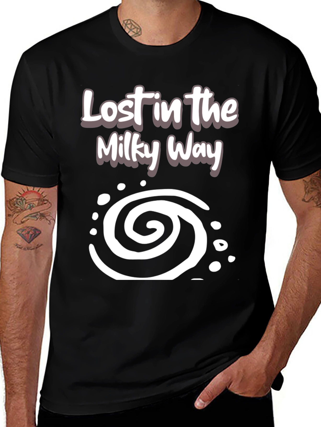 Lost in the Milky Way Black Graphic T-Shirt