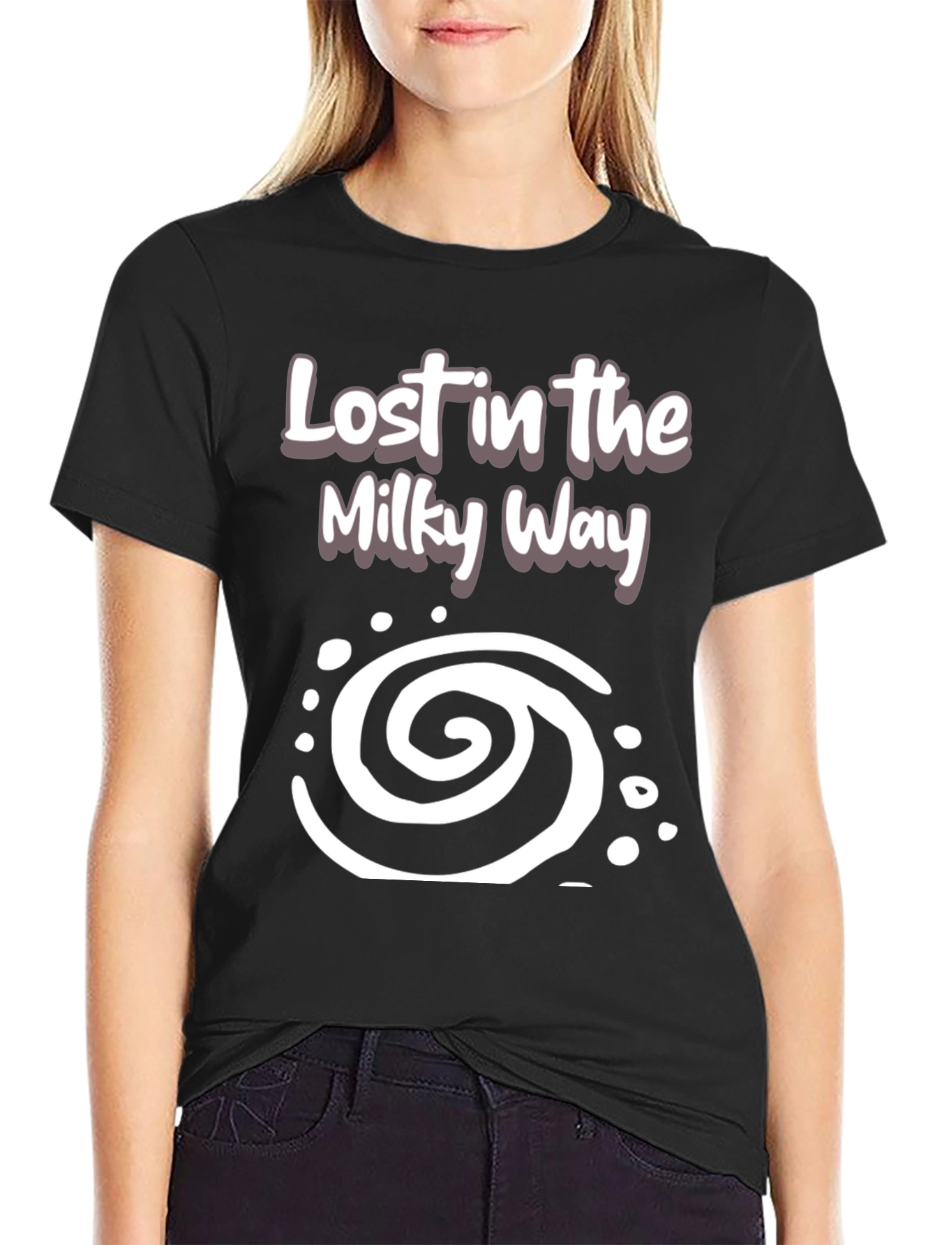 Lost in the Milky Way Black Graphic T-Shirt