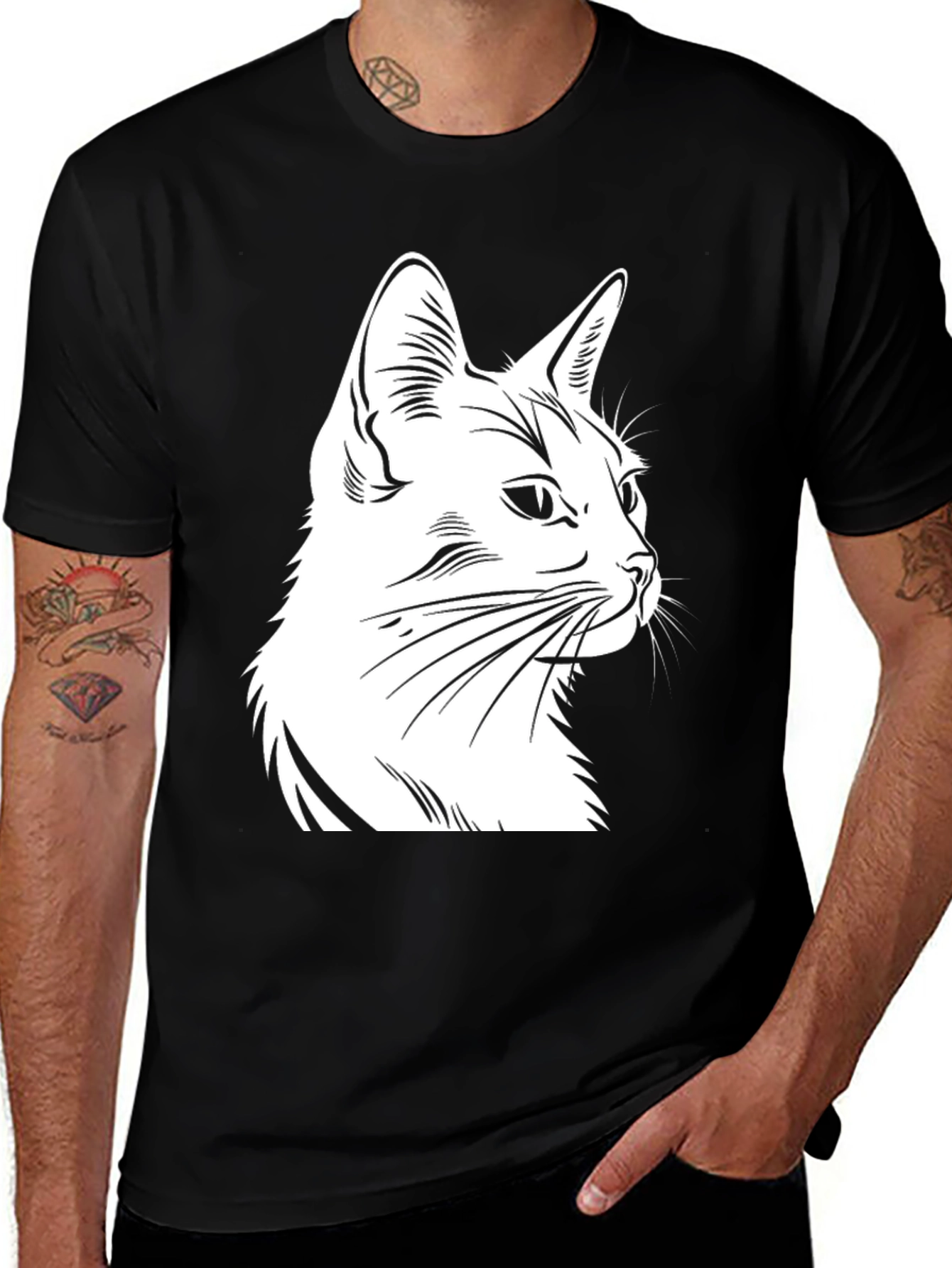 Black Cat Graphic Tee - Stylish Casual Wear