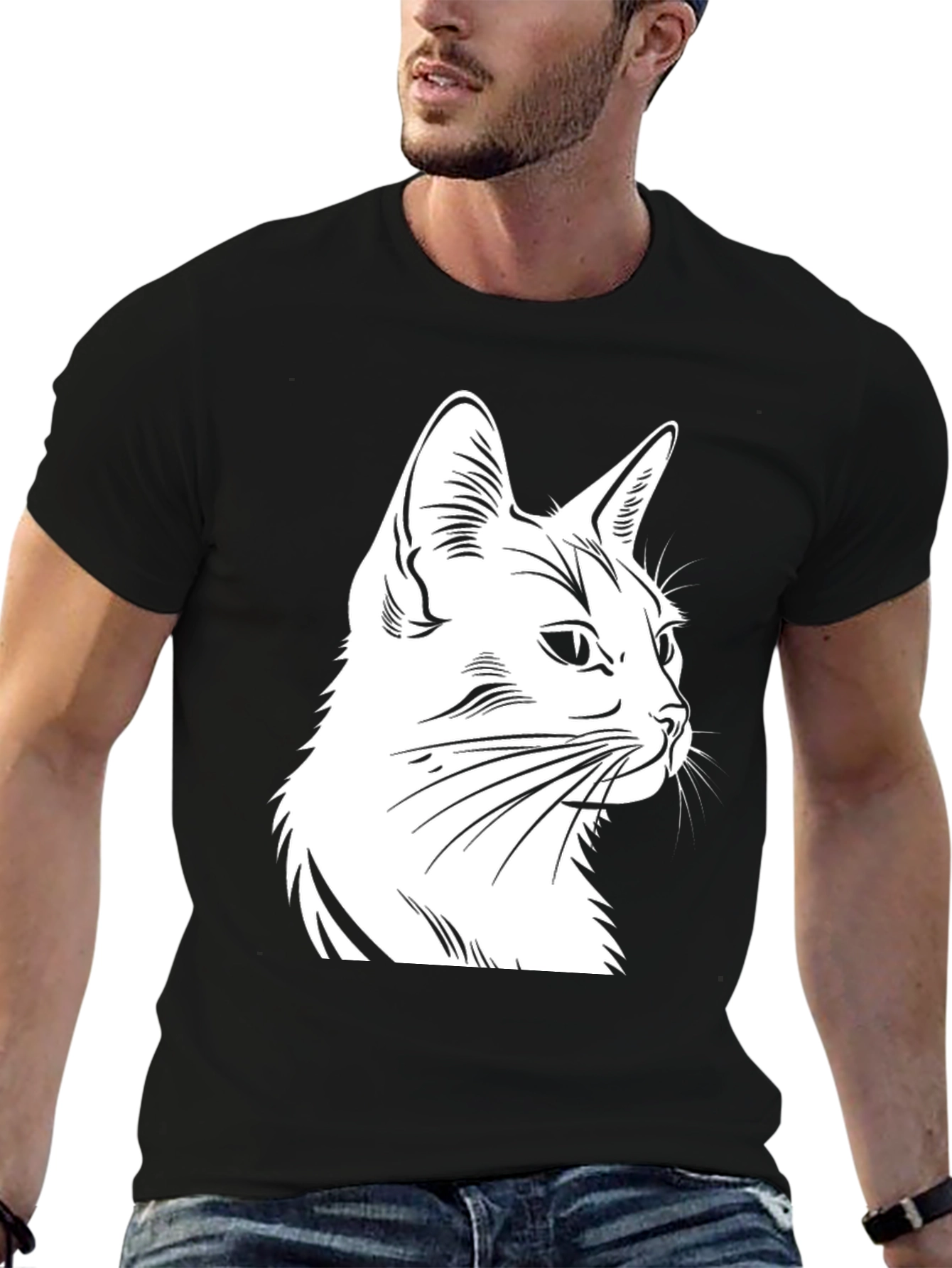 Black Cat Graphic Tee - Stylish Casual Wear