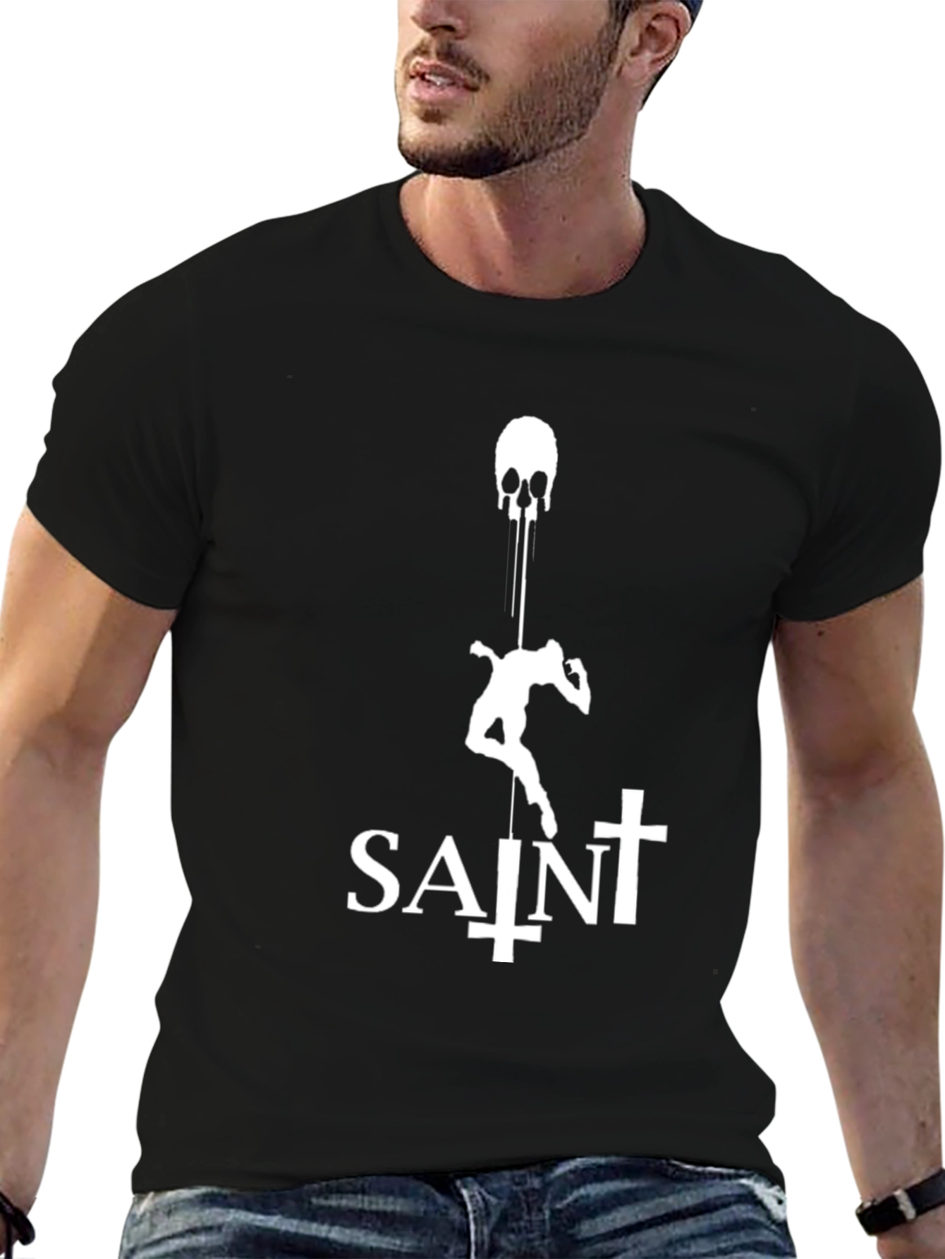 Saint Skull Drip Graphic Tee - Black