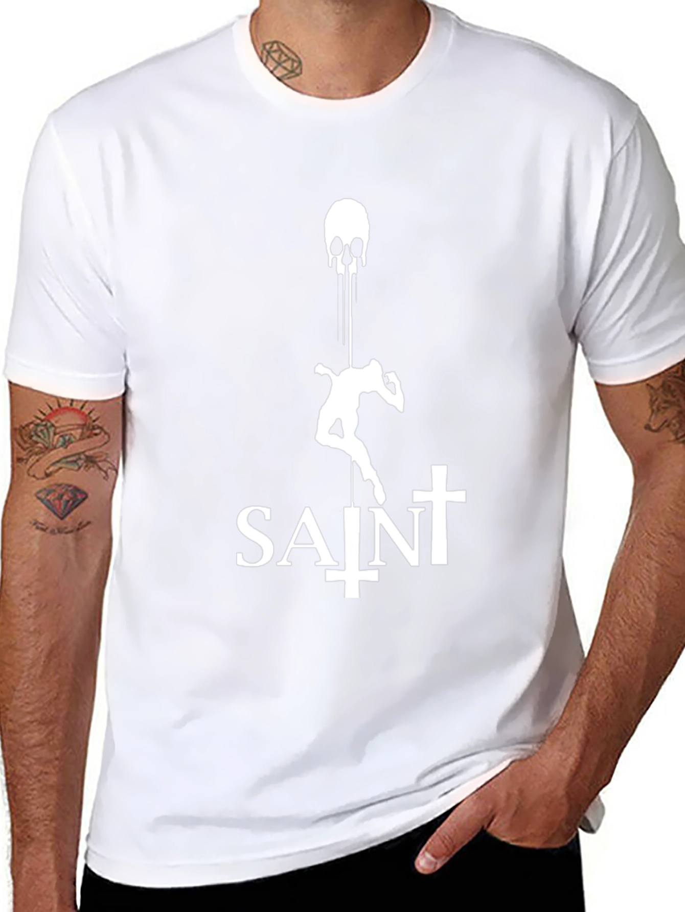 Saint Skull Drip Graphic Tee - Black
