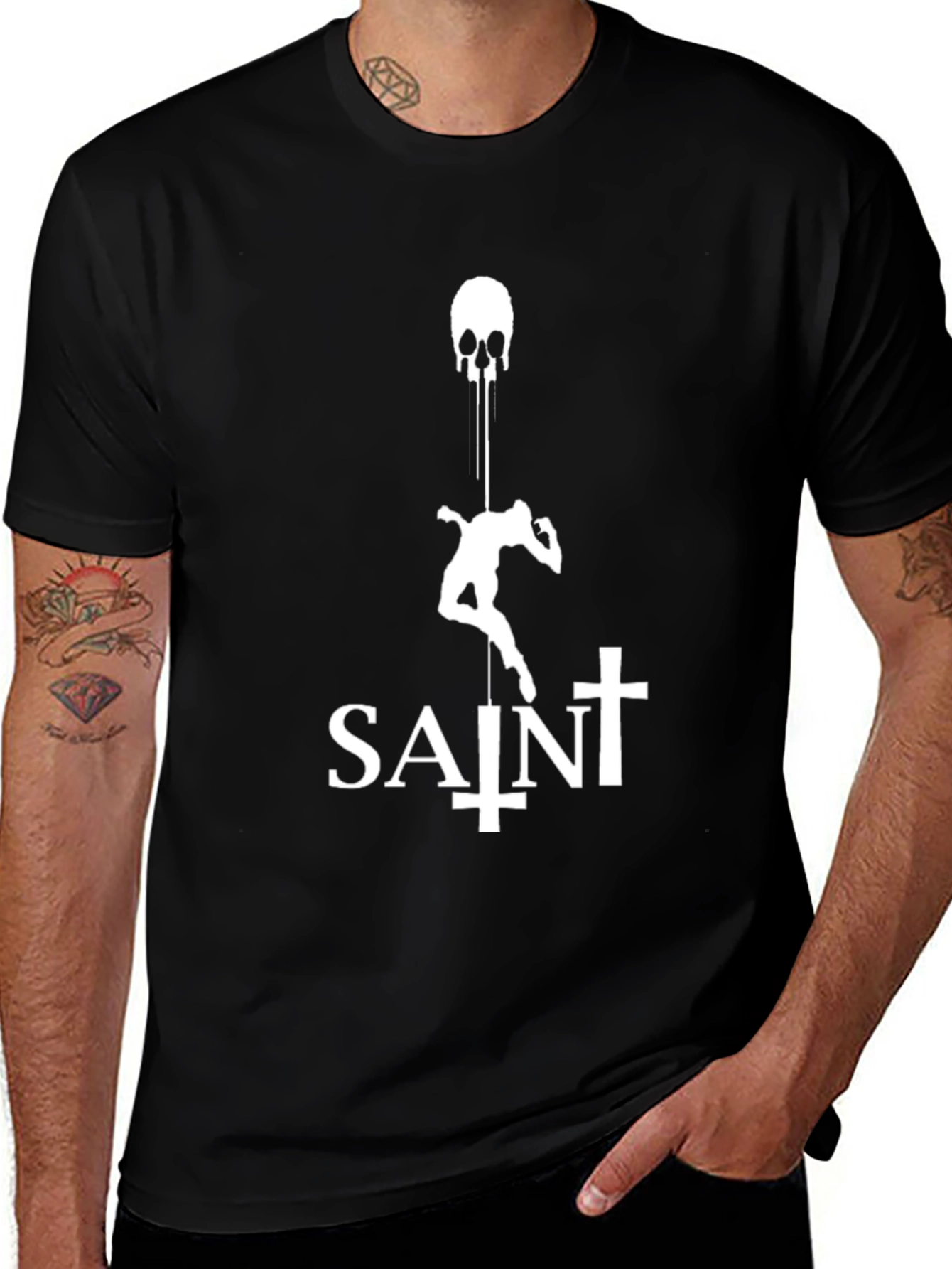 Saint Skull Drip Graphic Tee - Black
