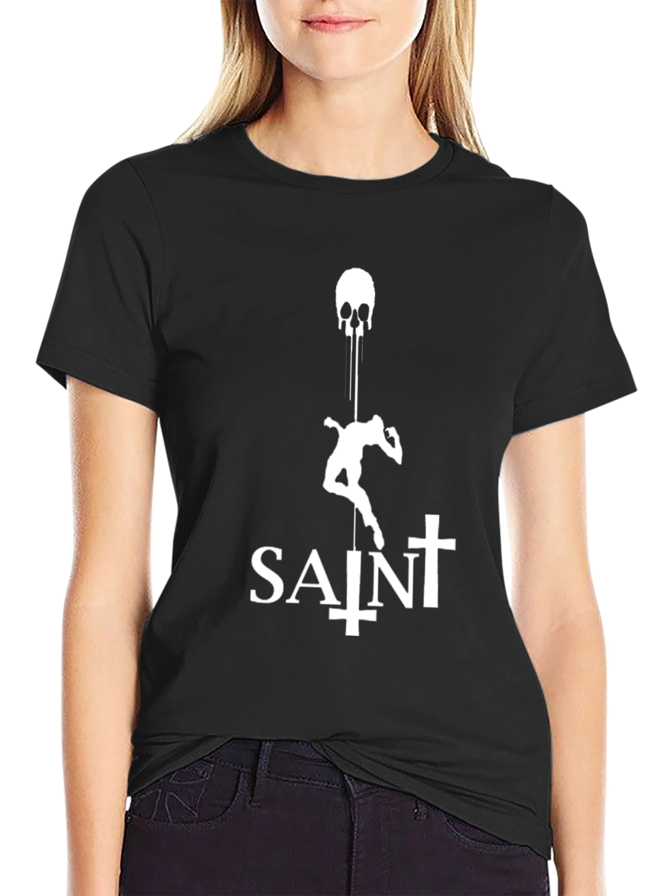 Saint Skull Drip Graphic Tee - Black