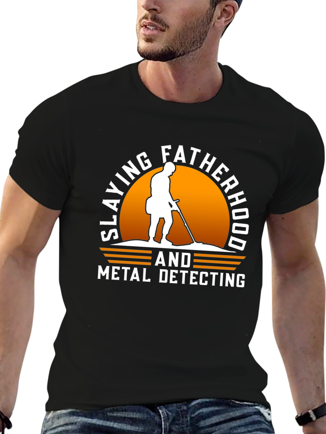 Slaying Fatherhood & Metal Detecting Black T-Shirt