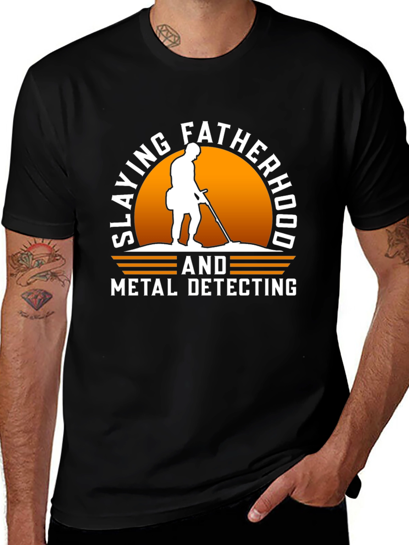 Slaying Fatherhood & Metal Detecting Black T-Shirt
