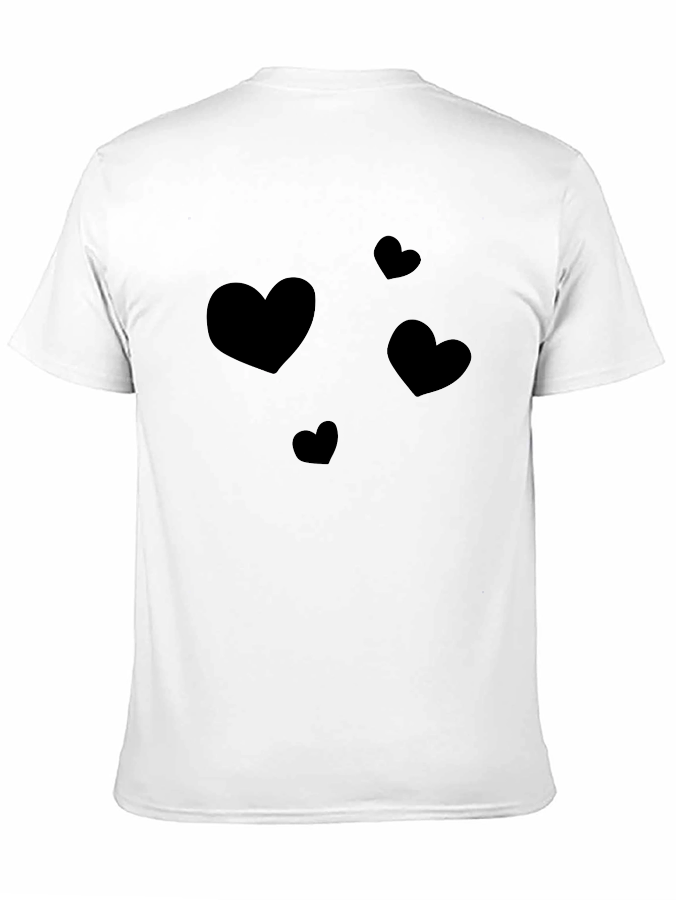 Heart Print Casual Black T-Shirt