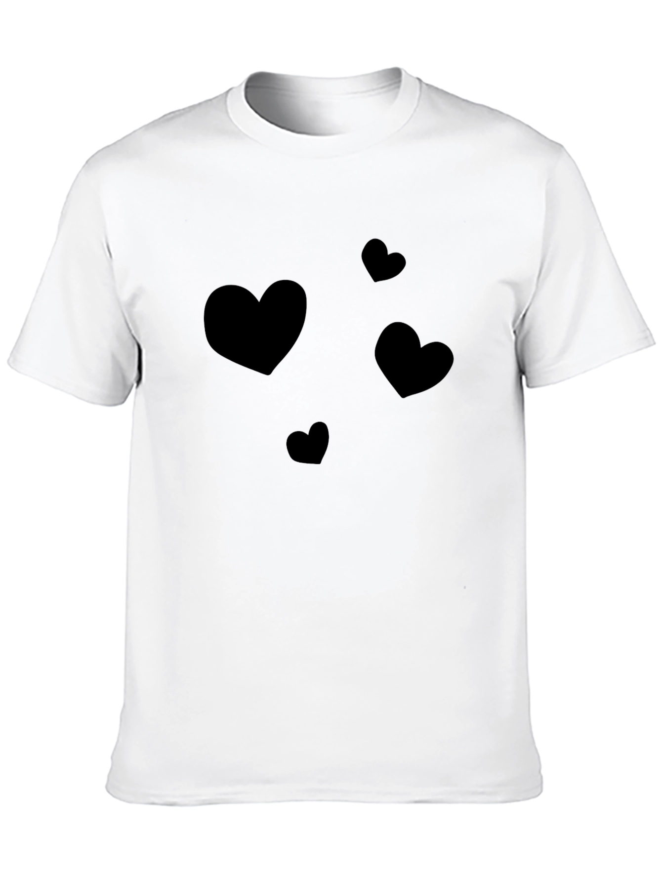 Heart Print Casual Black T-Shirt