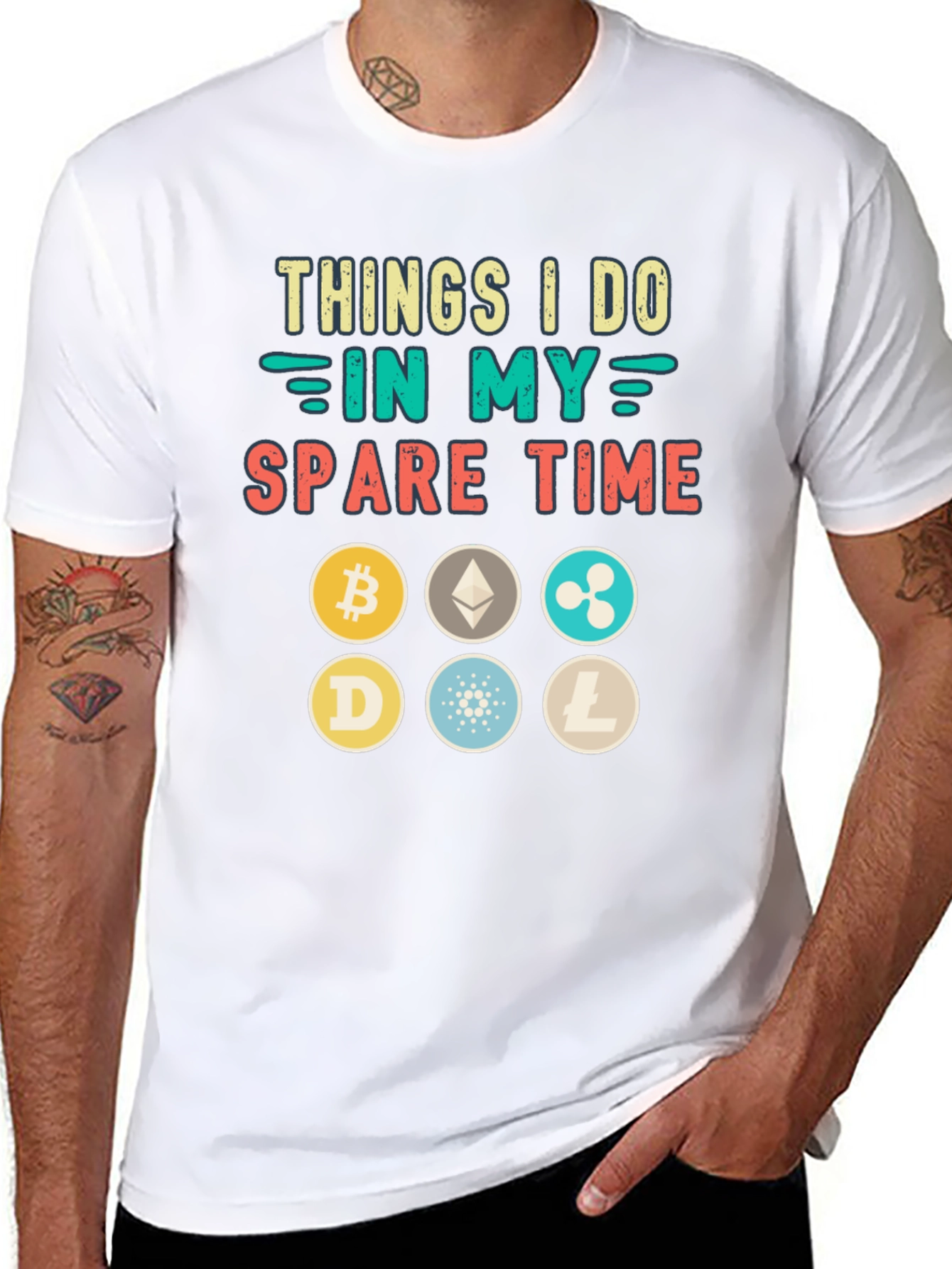 Crypto Spare Time T-Shirt - Bitcoin Ethereum Dogecoin