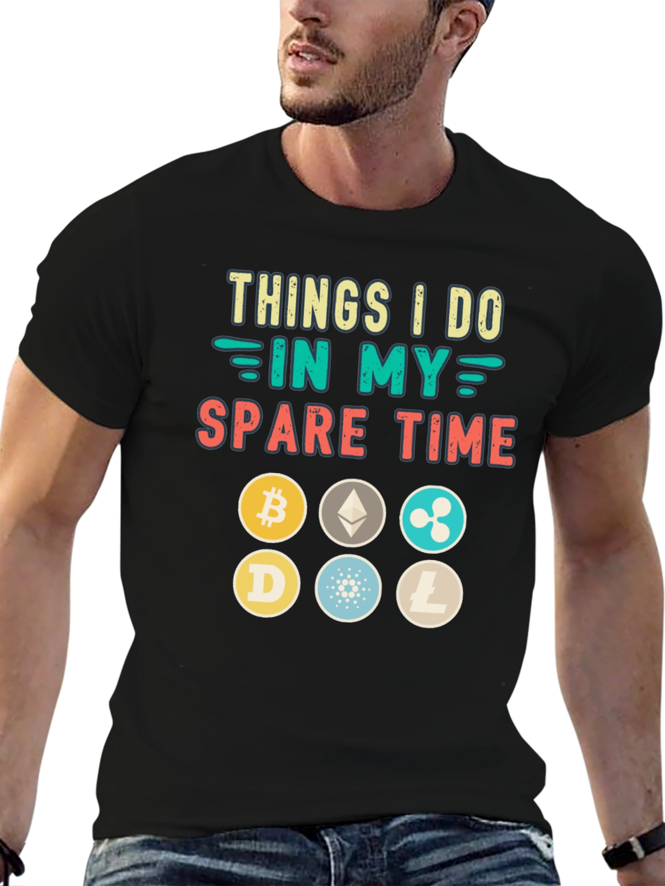 Crypto Spare Time T-Shirt - Bitcoin Ethereum Dogecoin