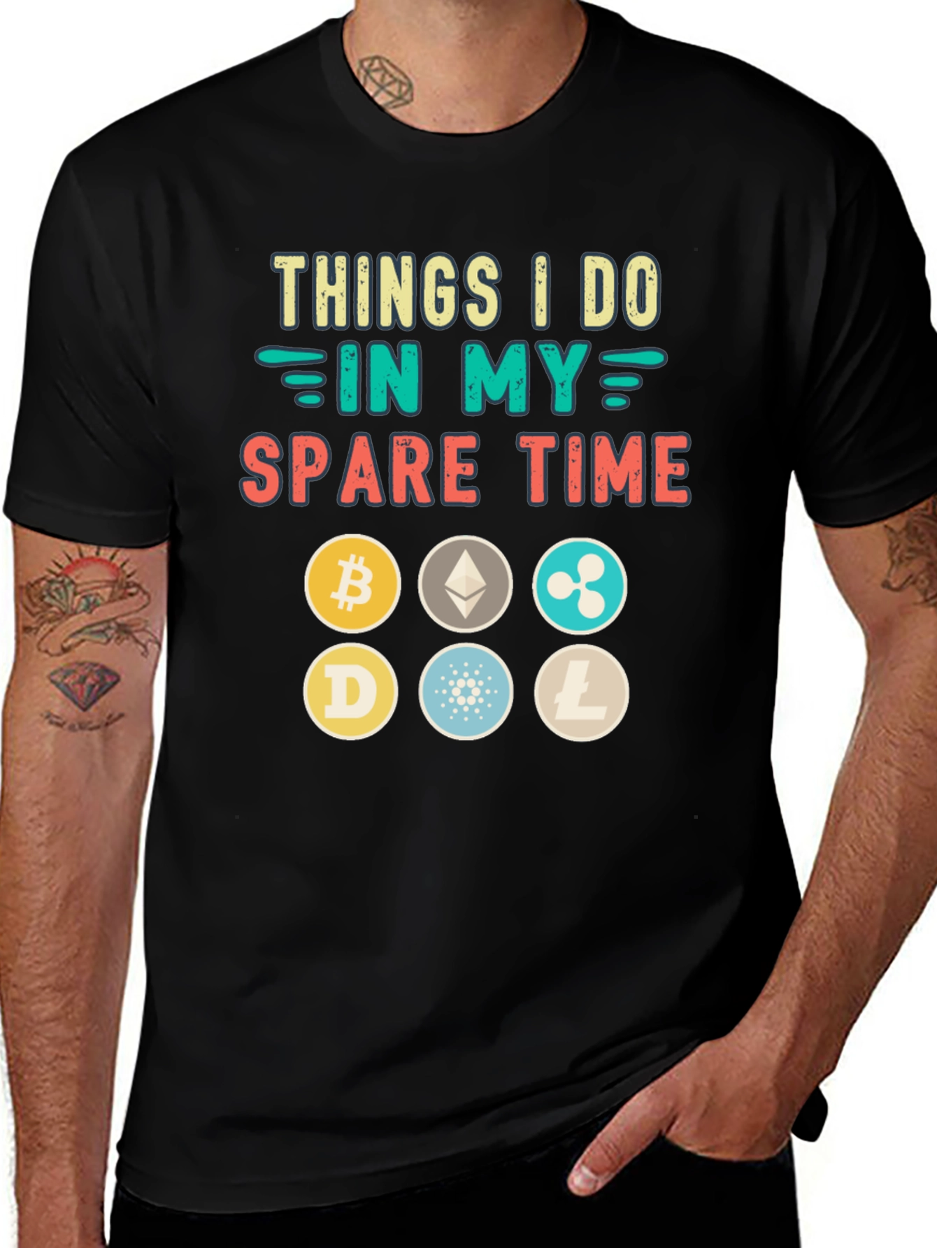 Crypto Spare Time T-Shirt - Bitcoin Ethereum Dogecoin
