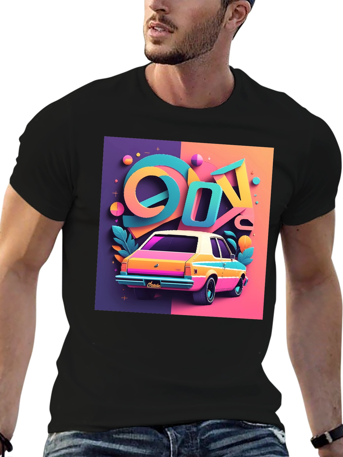 Vaporwave 90s Retro Car Graphic Tee