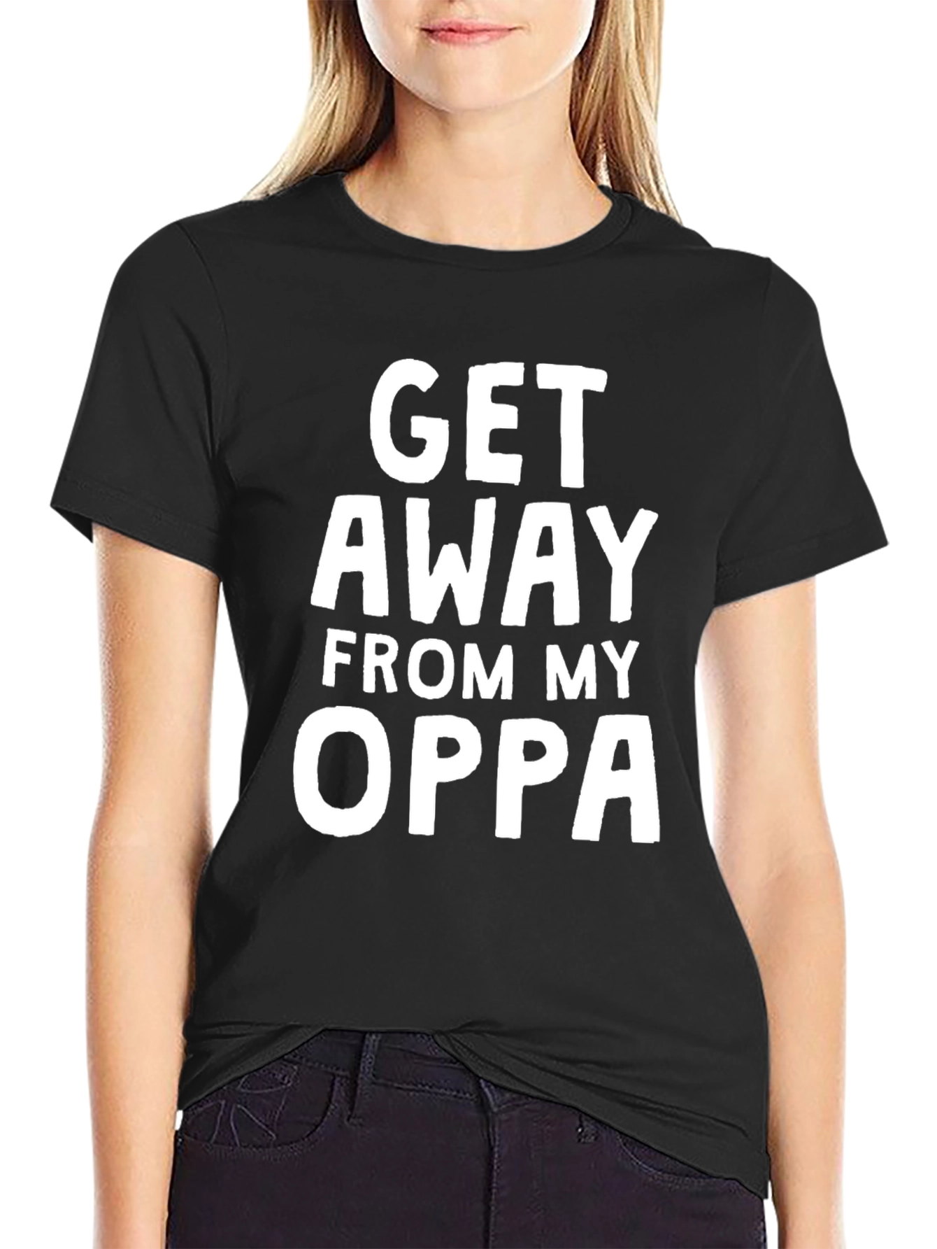 Get Away From My Oppa Black T-Shirt