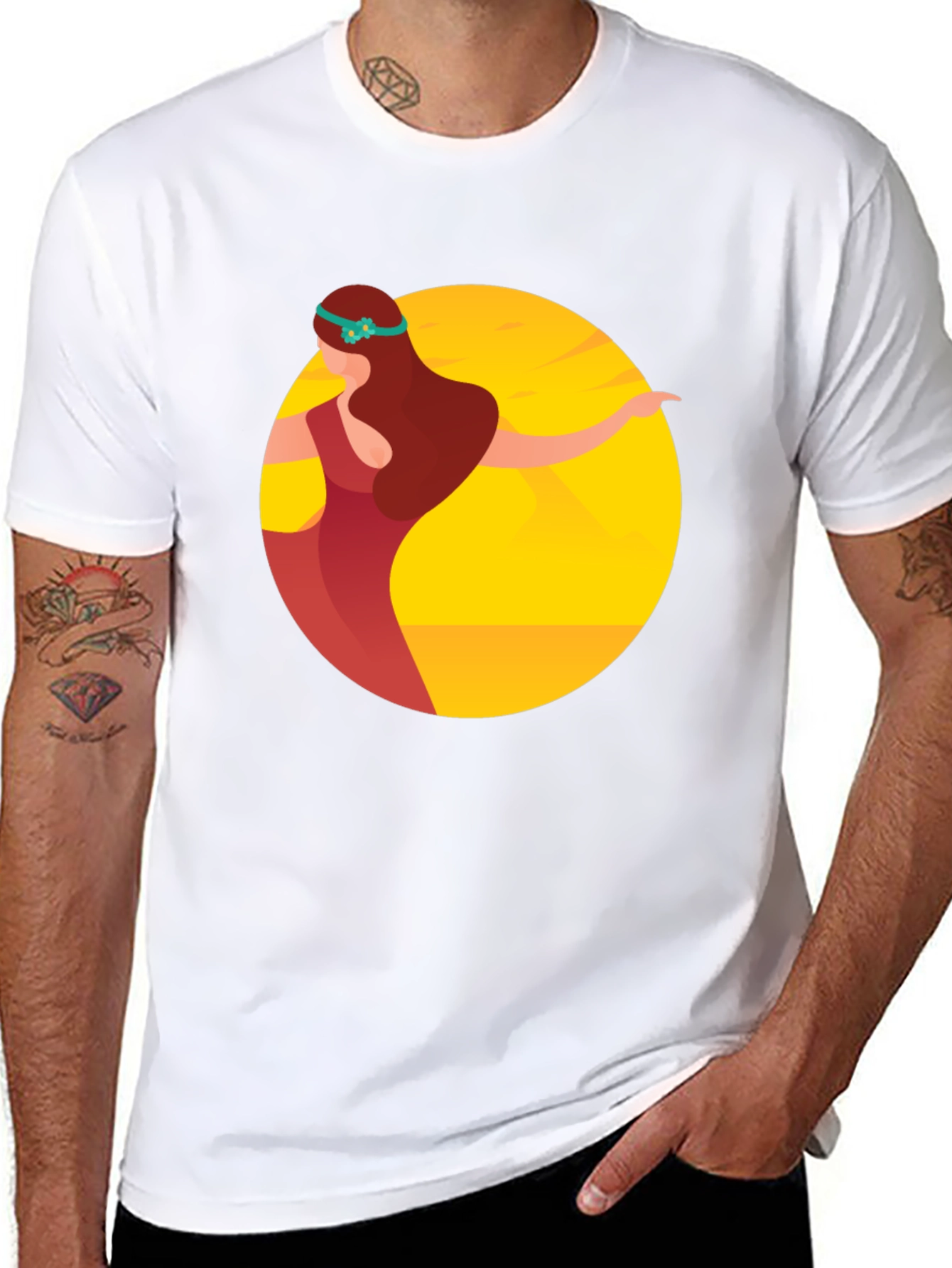 Graphic Print Tee - Woman in Red Dress