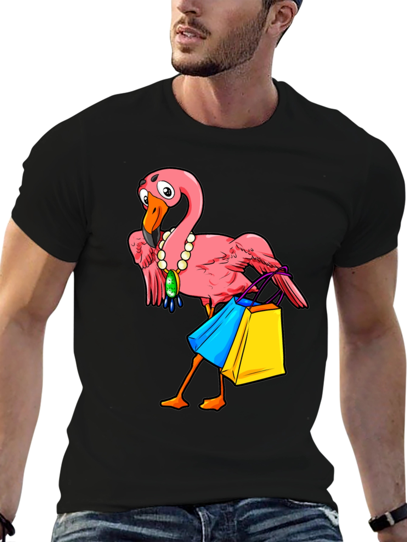 Funny Flamingo T-Shirt for Shopping Lovers