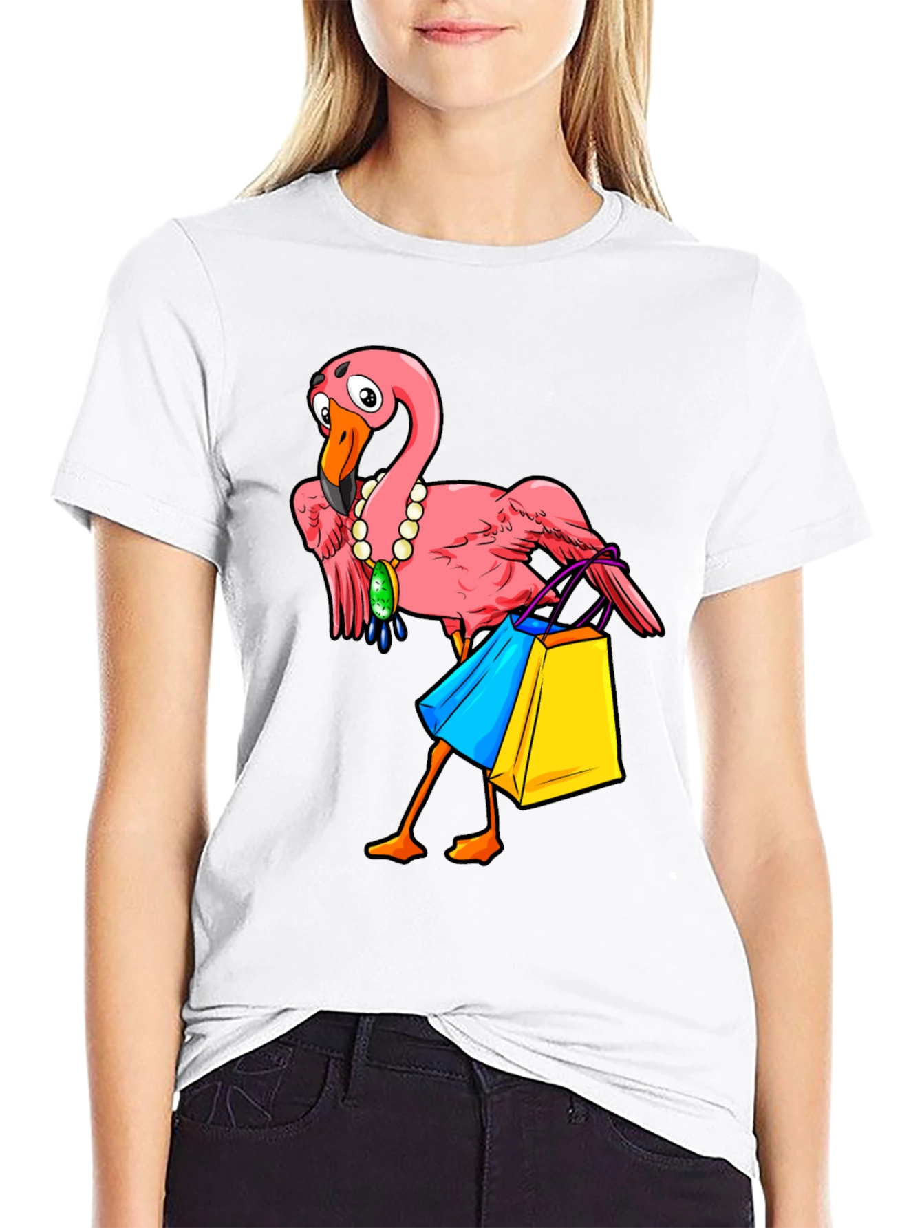 Funny Flamingo T-Shirt for Shopping Lovers