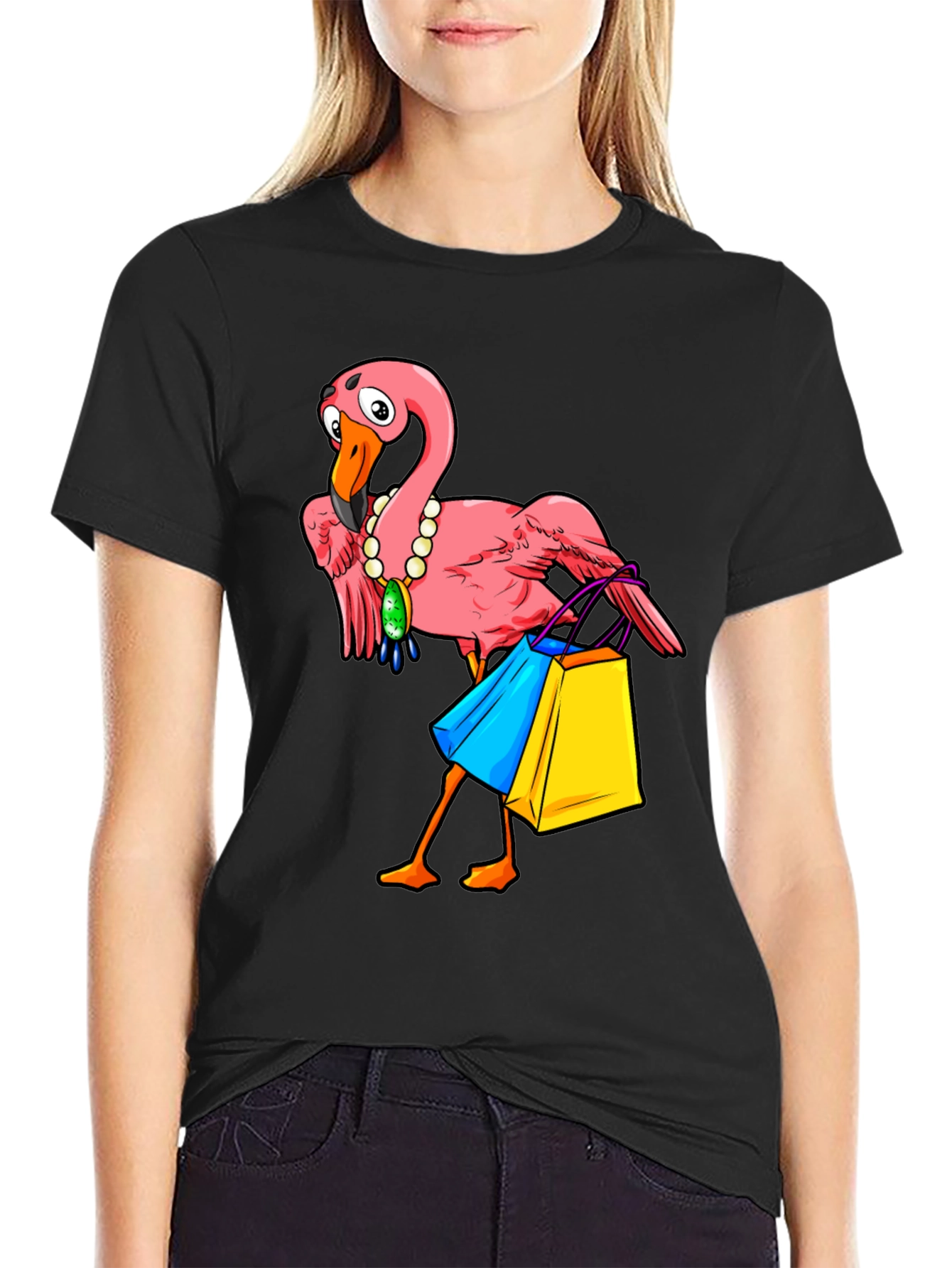 Funny Flamingo T-Shirt for Shopping Lovers