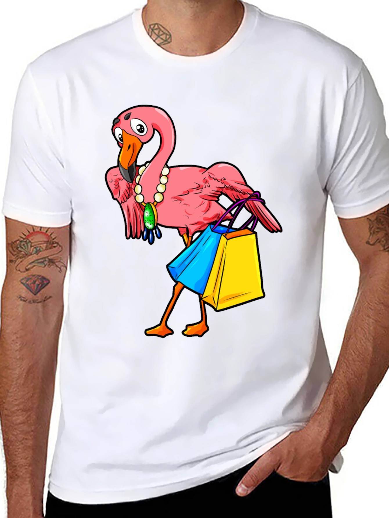 Funny Flamingo T-Shirt for Shopping Lovers