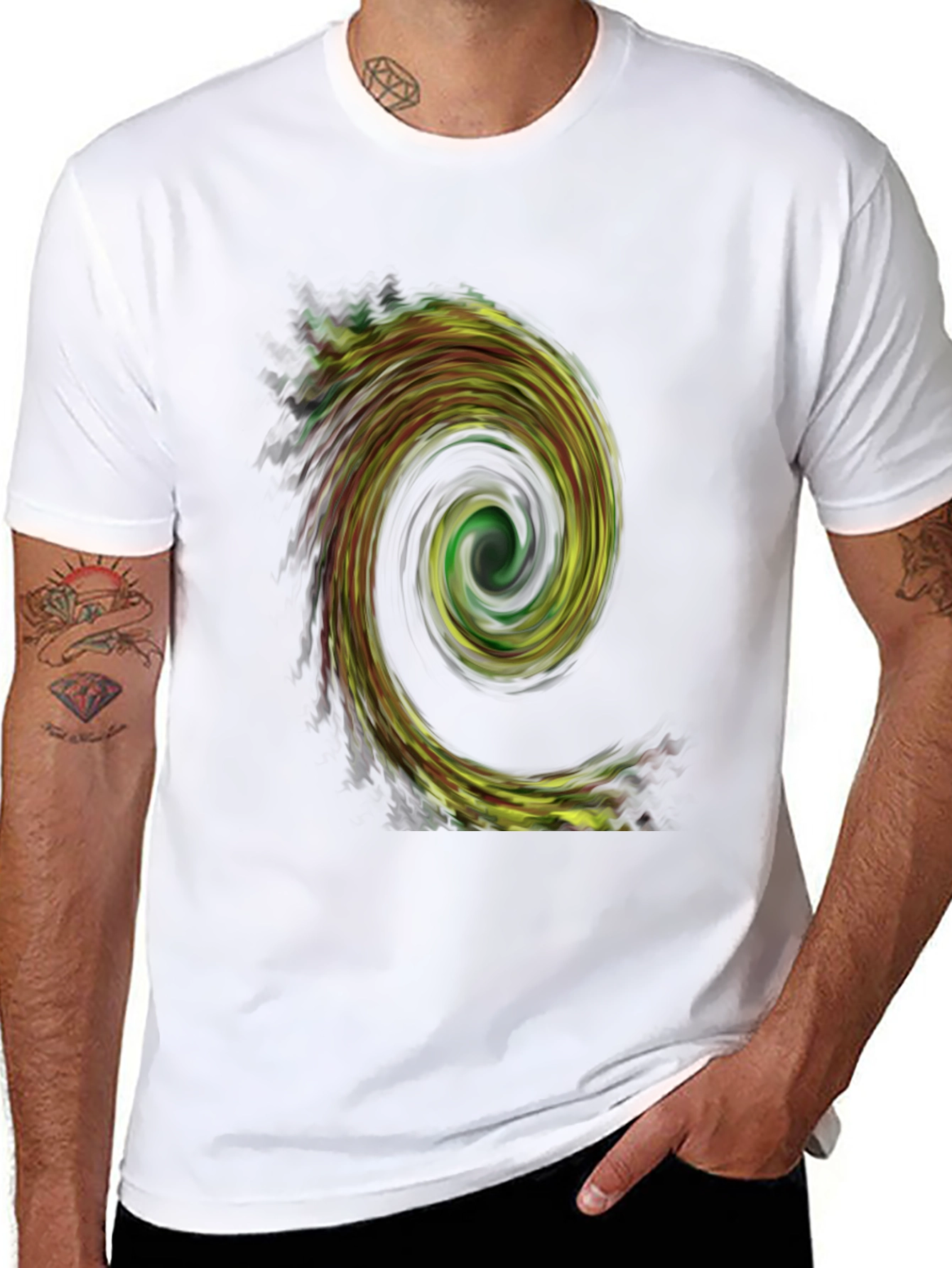 Abstract Swirl Graphic Tee - Black