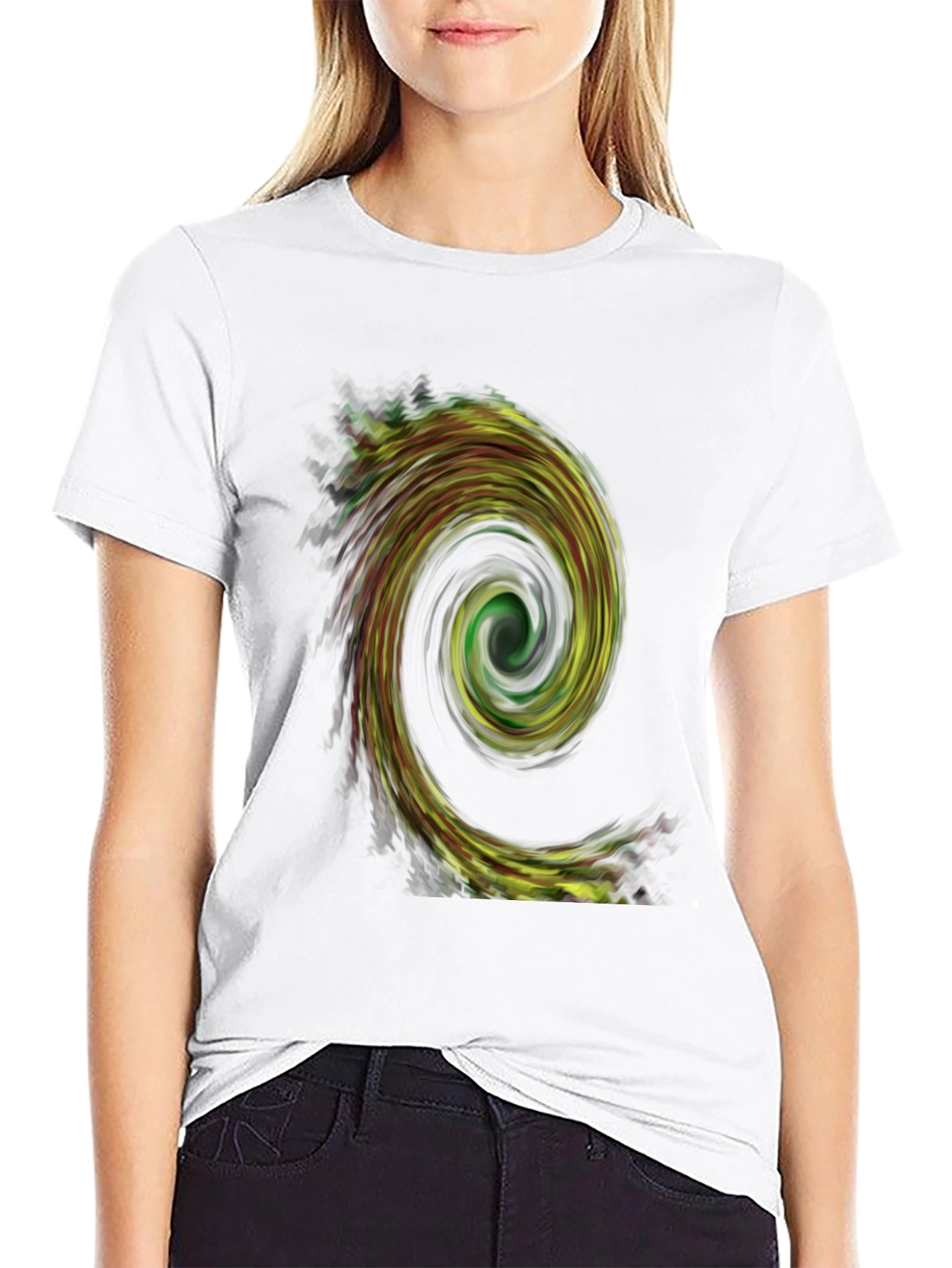 Abstract Swirl Graphic Tee - Black