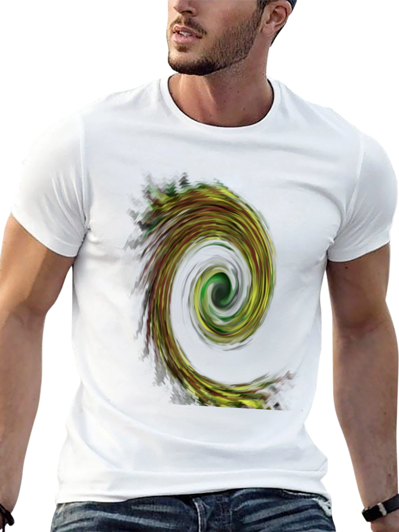 Abstract Swirl Graphic Tee - Black