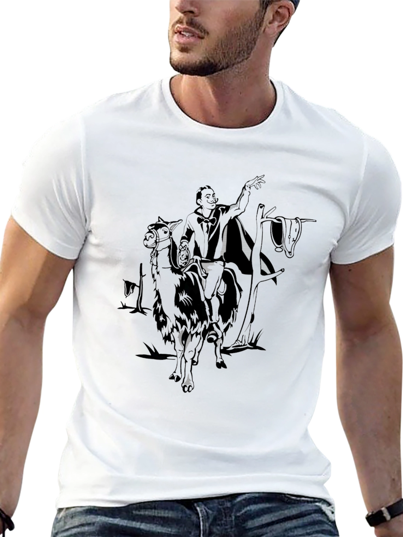 Salvador Dali Llama Black T-Shirt