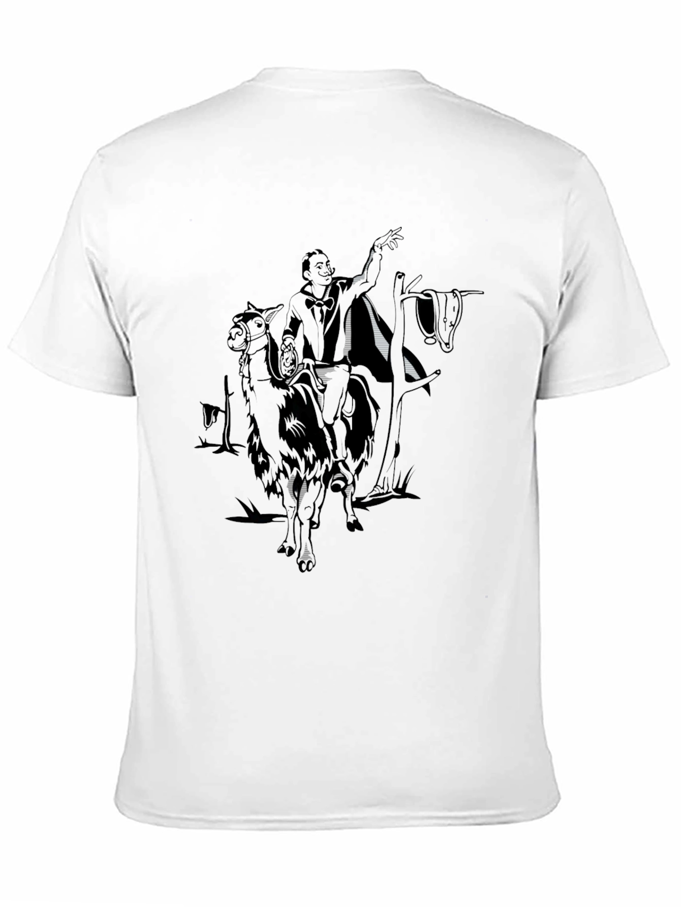 Salvador Dali Llama Black T-Shirt