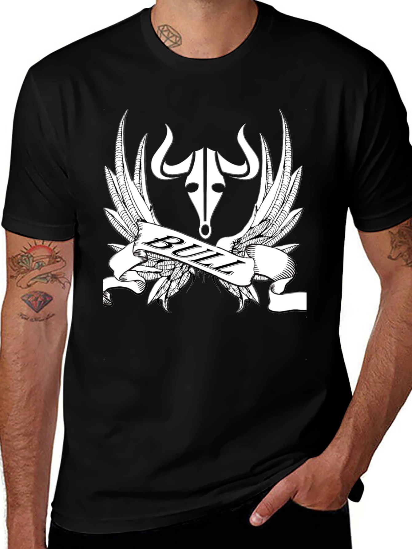 Bull Design Black T-Shirt