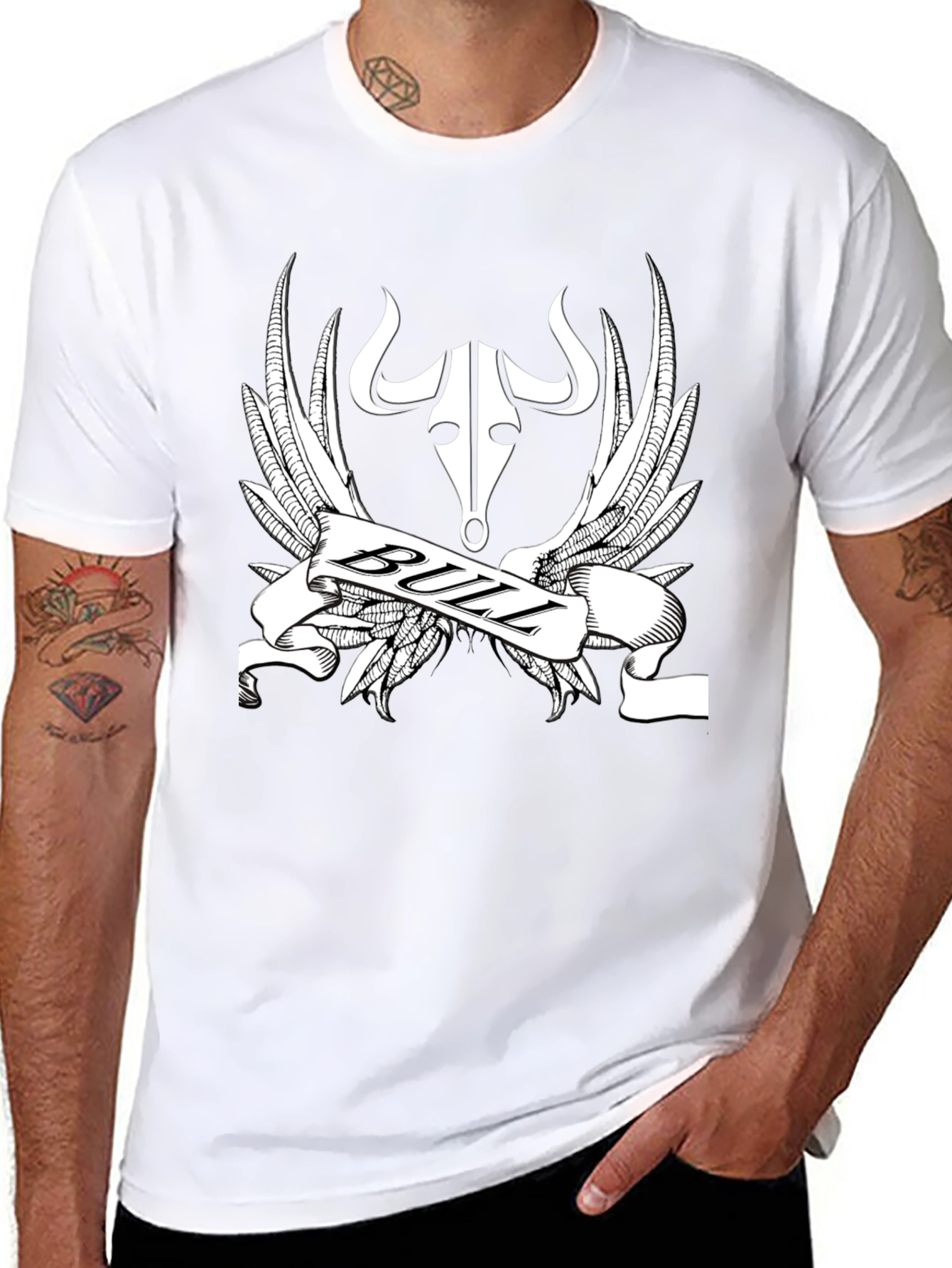 Bull Design Black T-Shirt