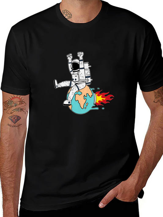 Astronaut Riding Earth Graphic T-Shirt