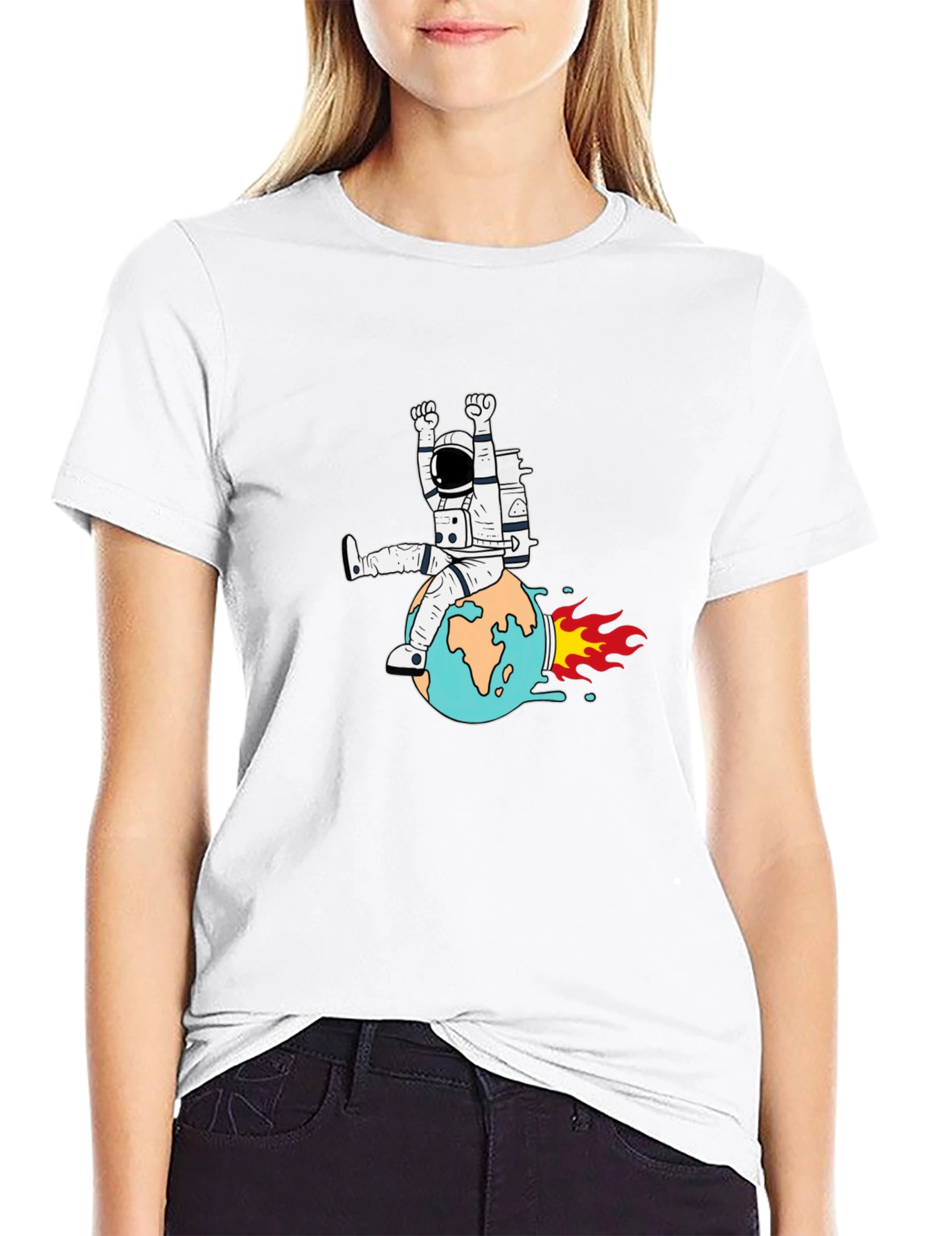 Astronaut Riding Earth Graphic T-Shirt