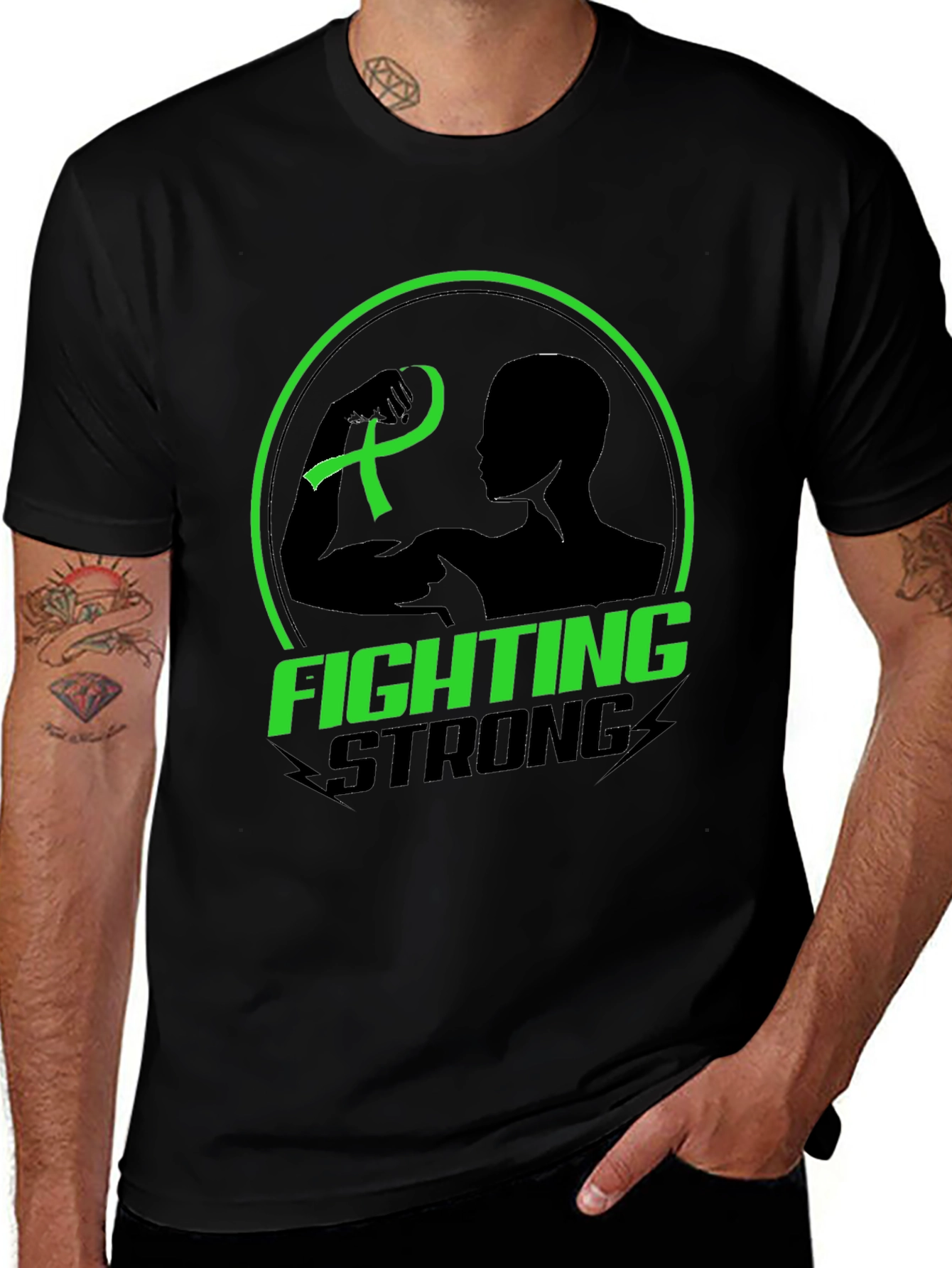 Fighting Strong Green Ribbon Graphic Tee
