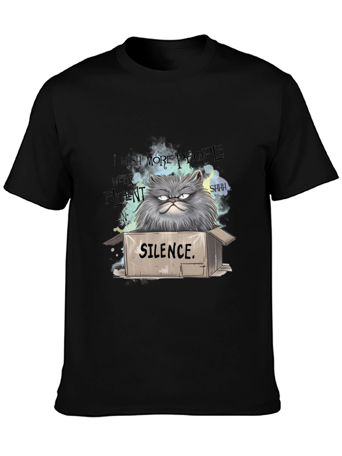 Silence Cat T-Shirt - Grumpy Persian Humor Tee