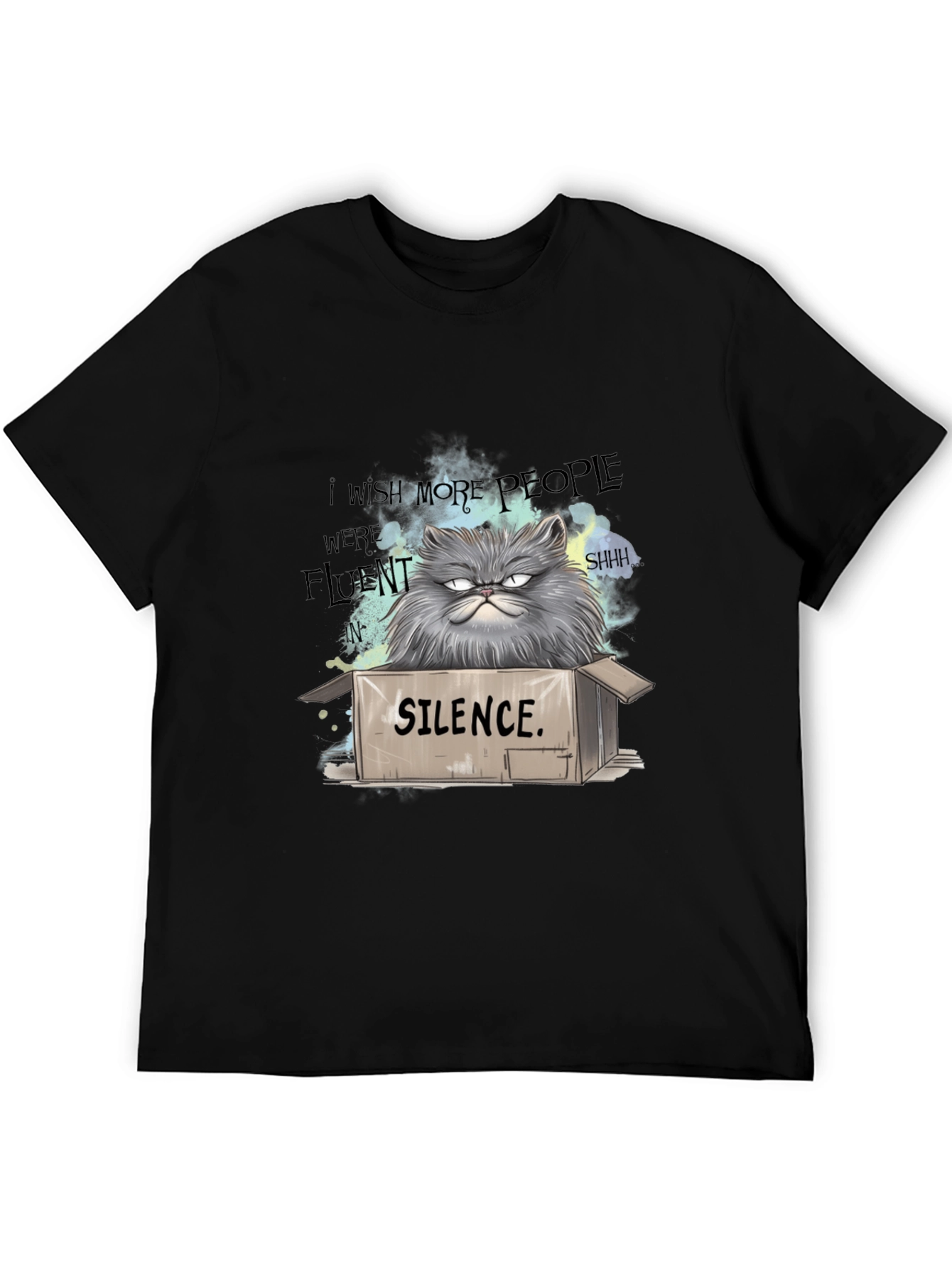 Silence Cat T-Shirt - Grumpy Persian Humor Tee