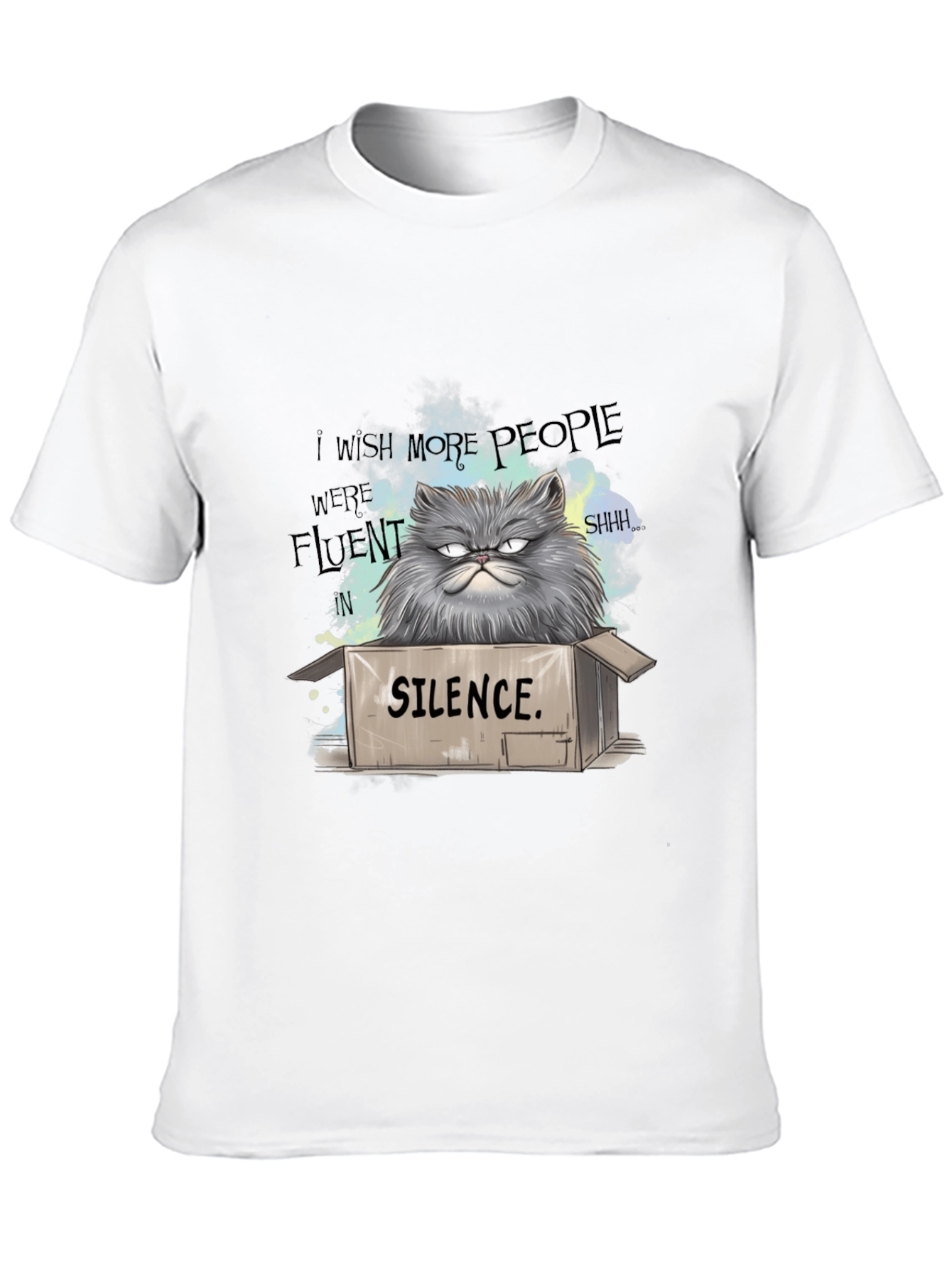 Silence Cat T-Shirt - Grumpy Persian Humor Tee