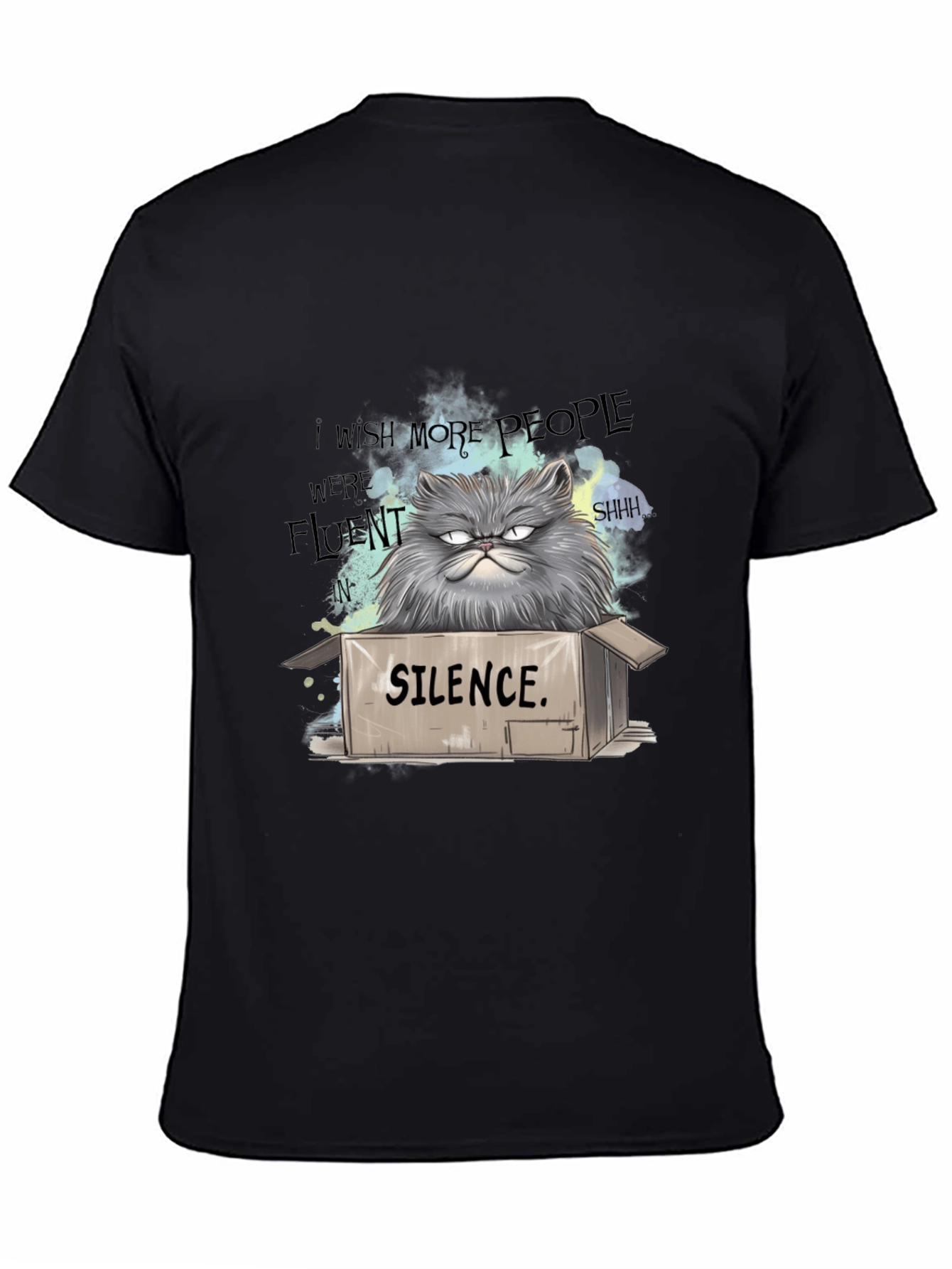 Silence Cat T-Shirt - Grumpy Persian Humor Tee