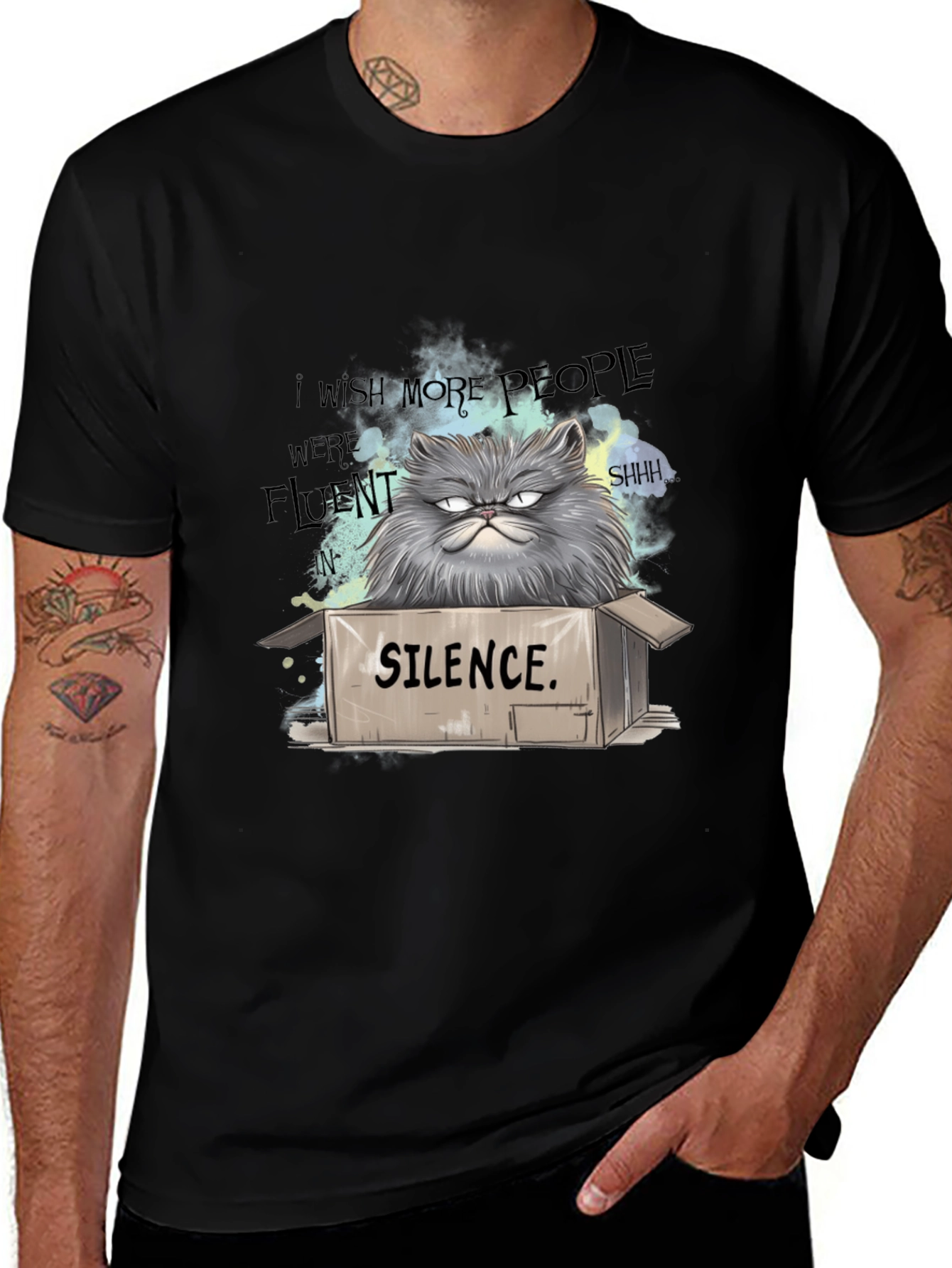 Silence Cat T-Shirt - Grumpy Persian Humor Tee