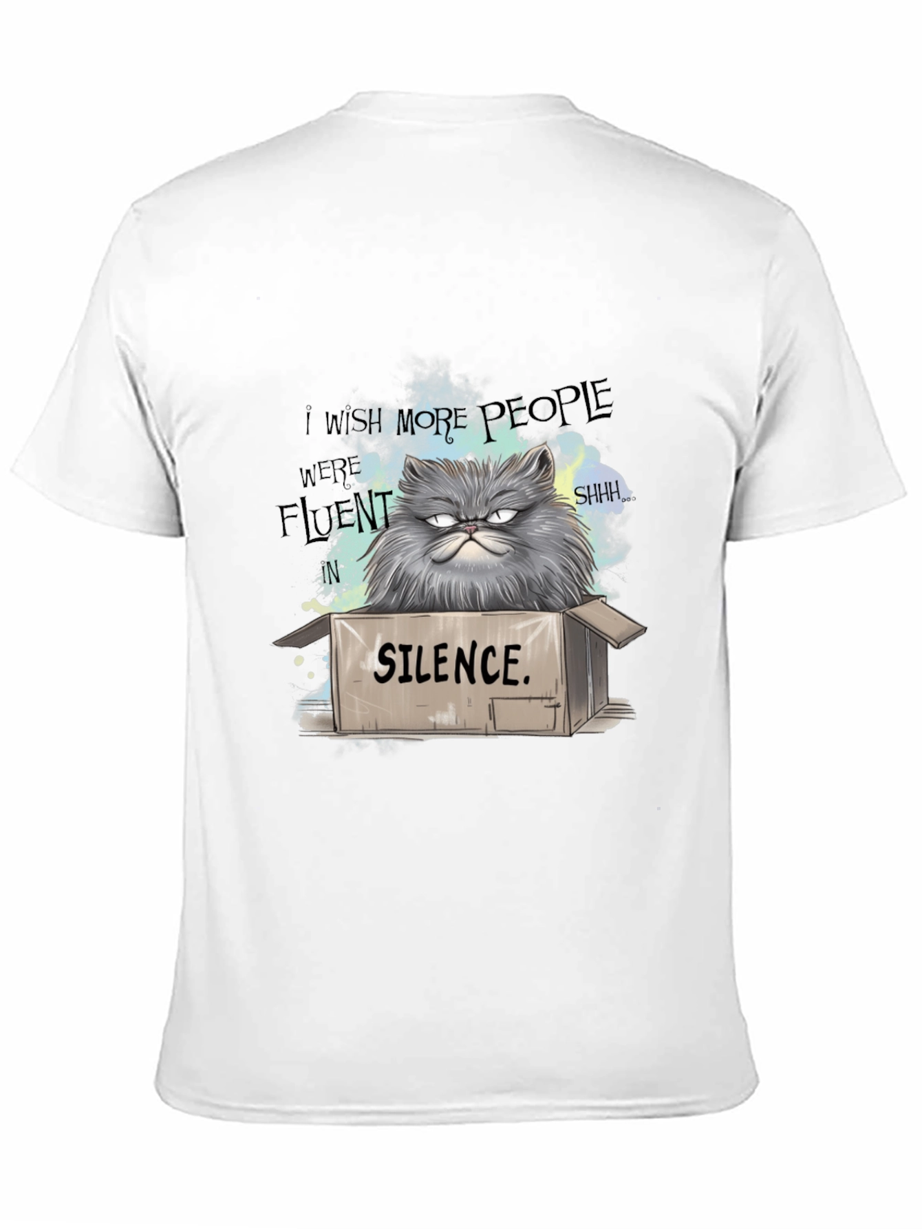 Silence Cat T-Shirt - Grumpy Persian Humor Tee
