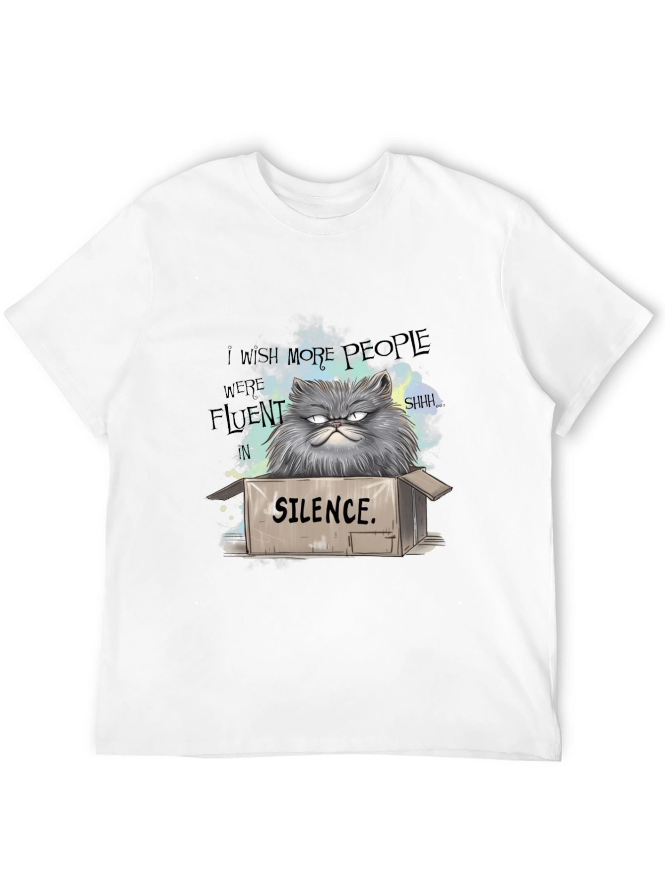 Silence Cat T-Shirt - Grumpy Persian Humor Tee