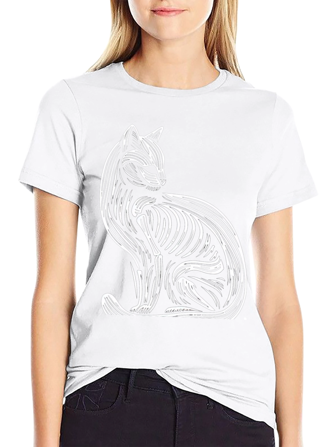 Abstract Cat Graphic Tee - Stylish & Unique