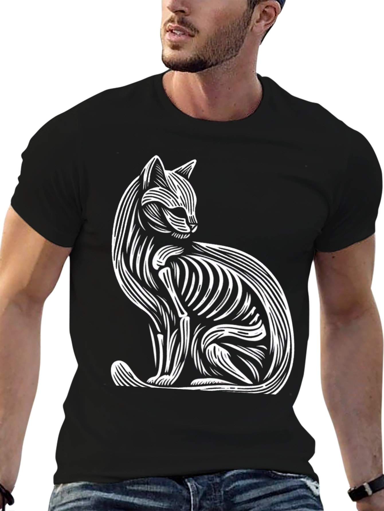 Abstract Cat Graphic Tee - Stylish & Unique