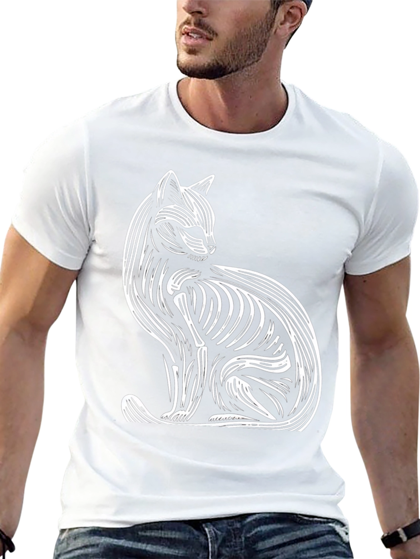 Abstract Cat Graphic Tee - Stylish & Unique