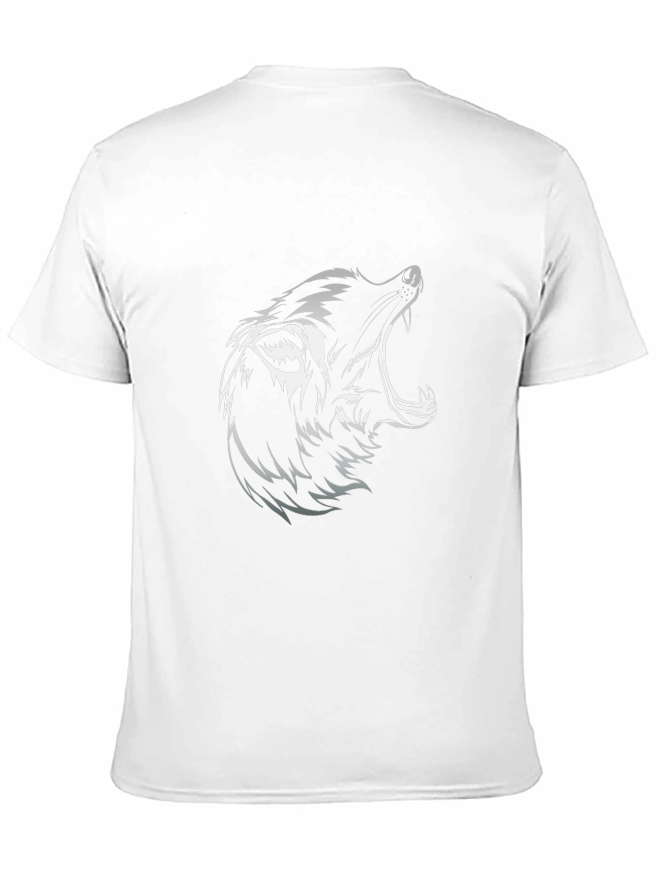 Mens Black T-Shirt with Wolf Graphic