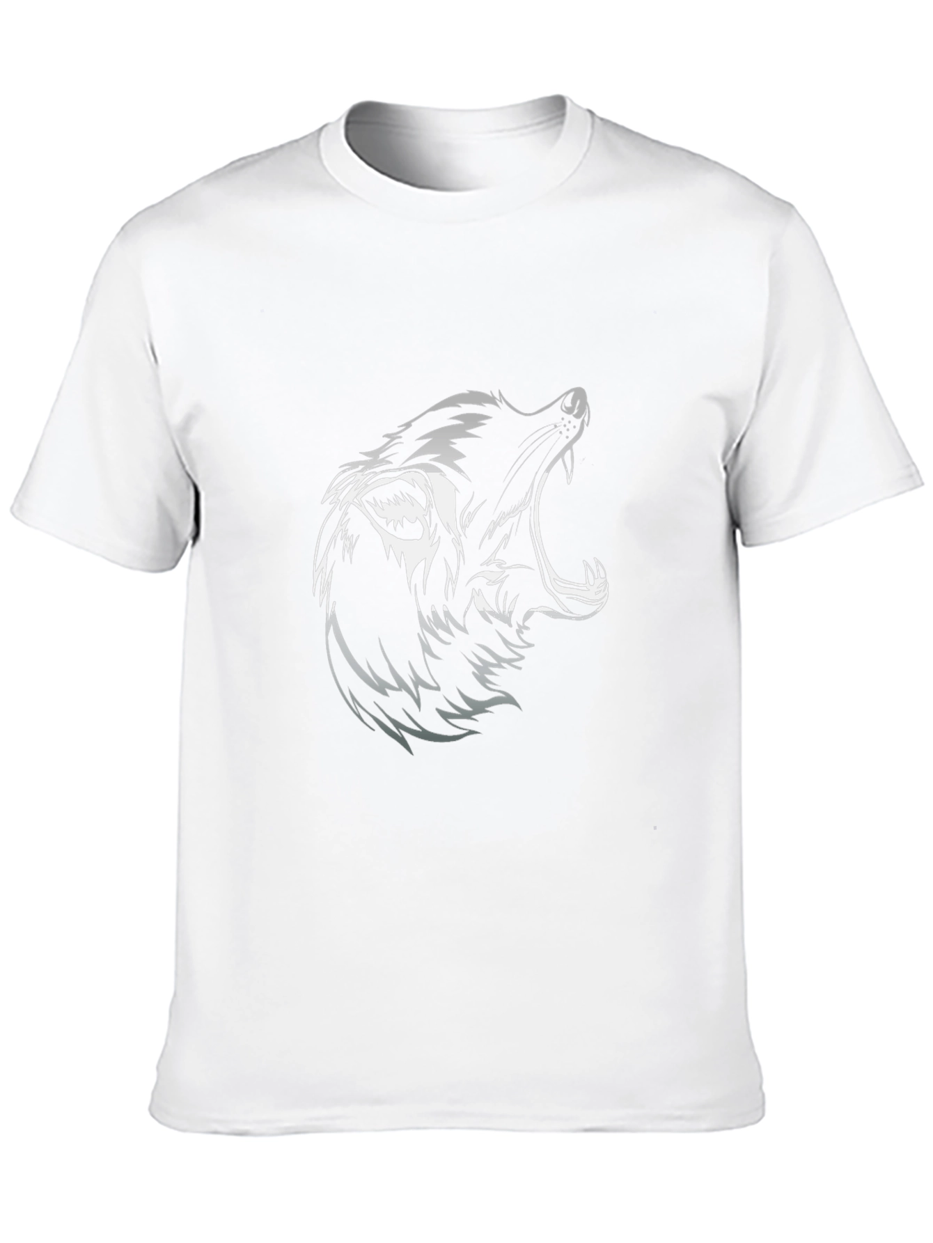 Mens Black T-Shirt with Wolf Graphic