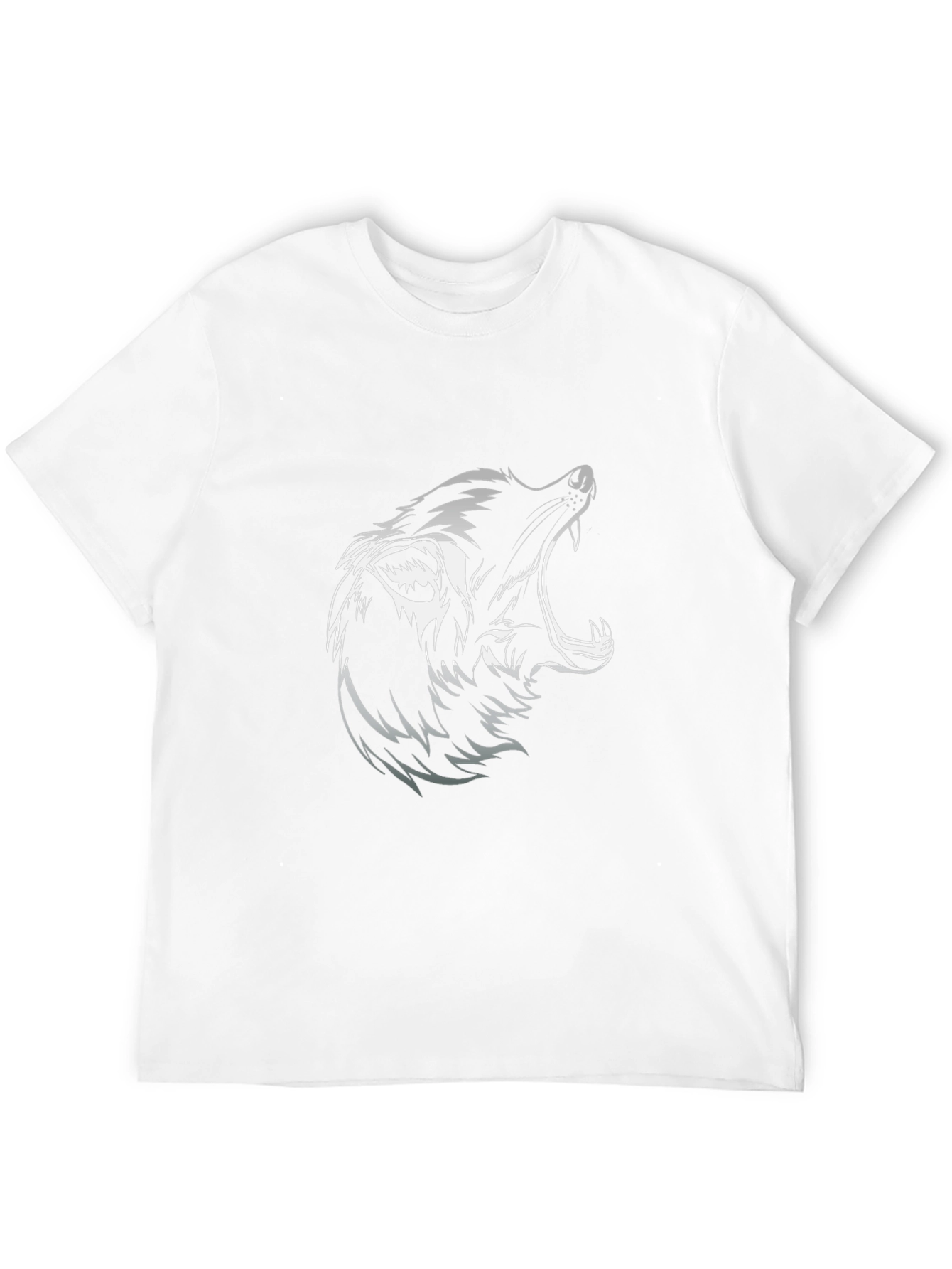 Mens Black T-Shirt with Wolf Graphic