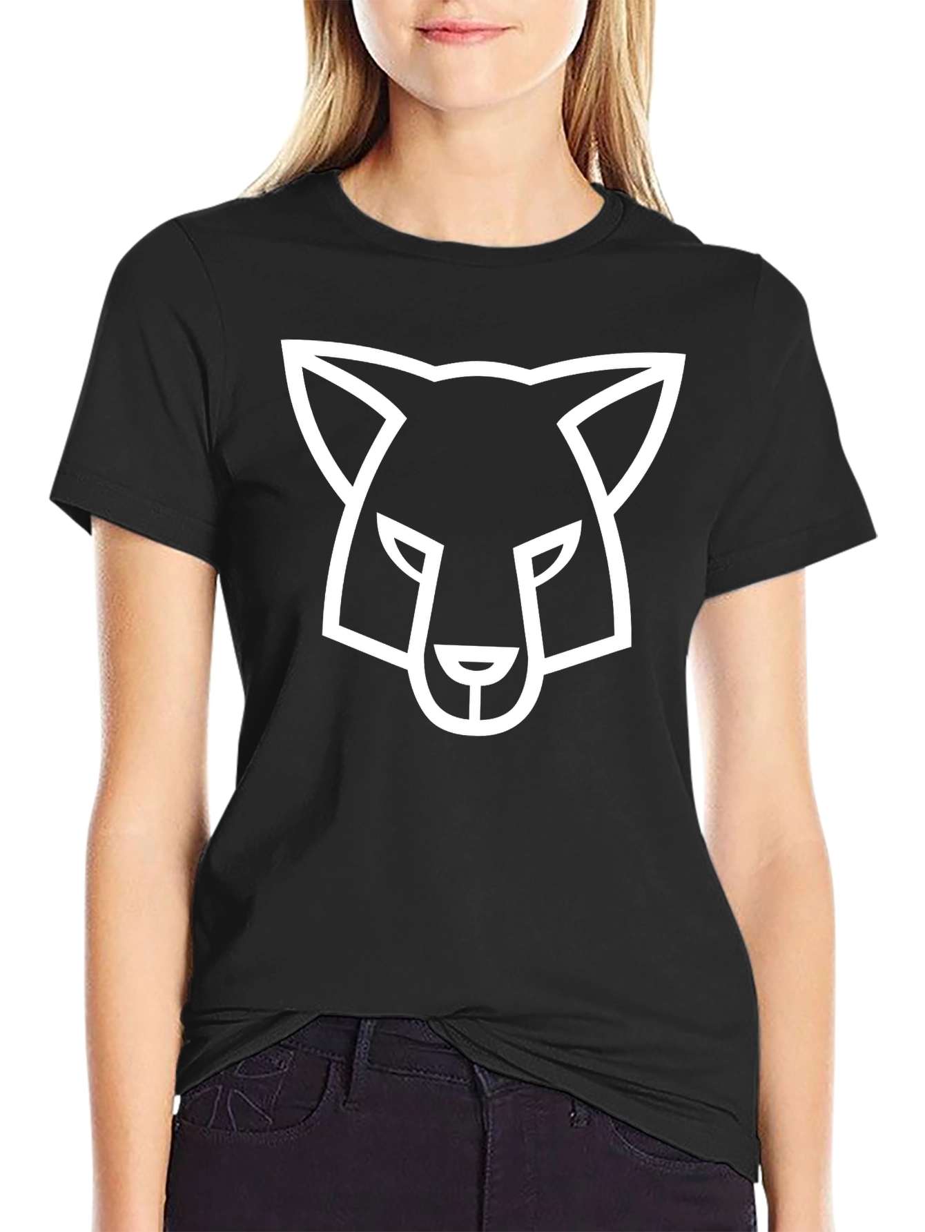 Modern Fox Graphic Tee - Black Cotton Blend