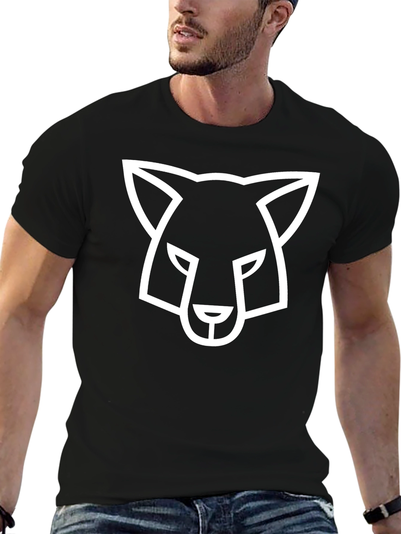 Modern Fox Graphic Tee - Black Cotton Blend