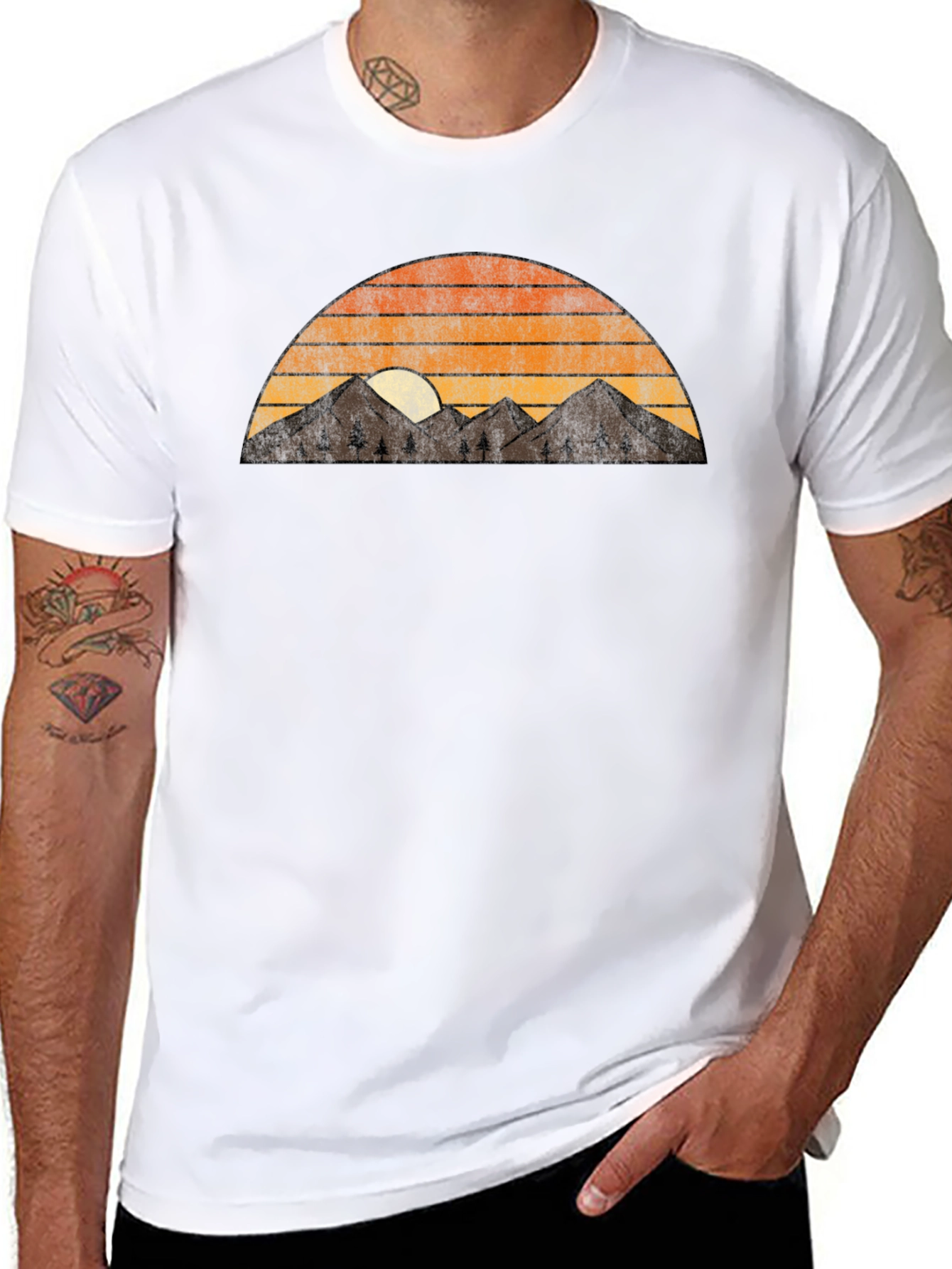 Retro Mountain Sunset Graphic Tee